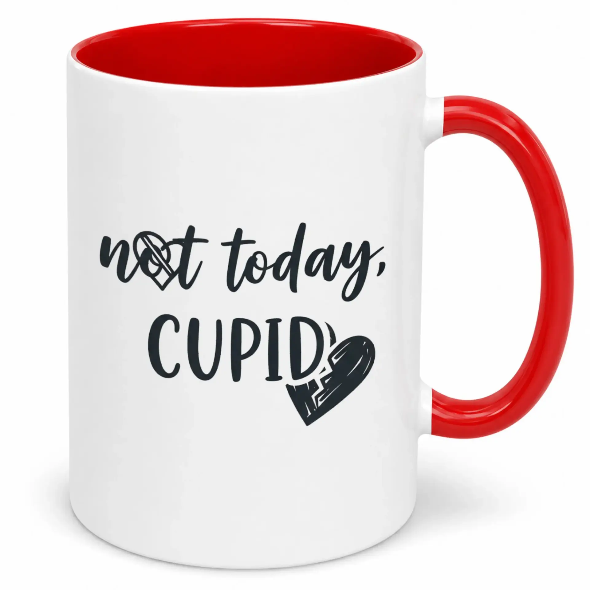 Funny Anti-Love Ceramic Coffee Mug with Sarcastic "not Today, Cupid" Design, Witty Beverage Cup for Friends, Coworkers, or Family