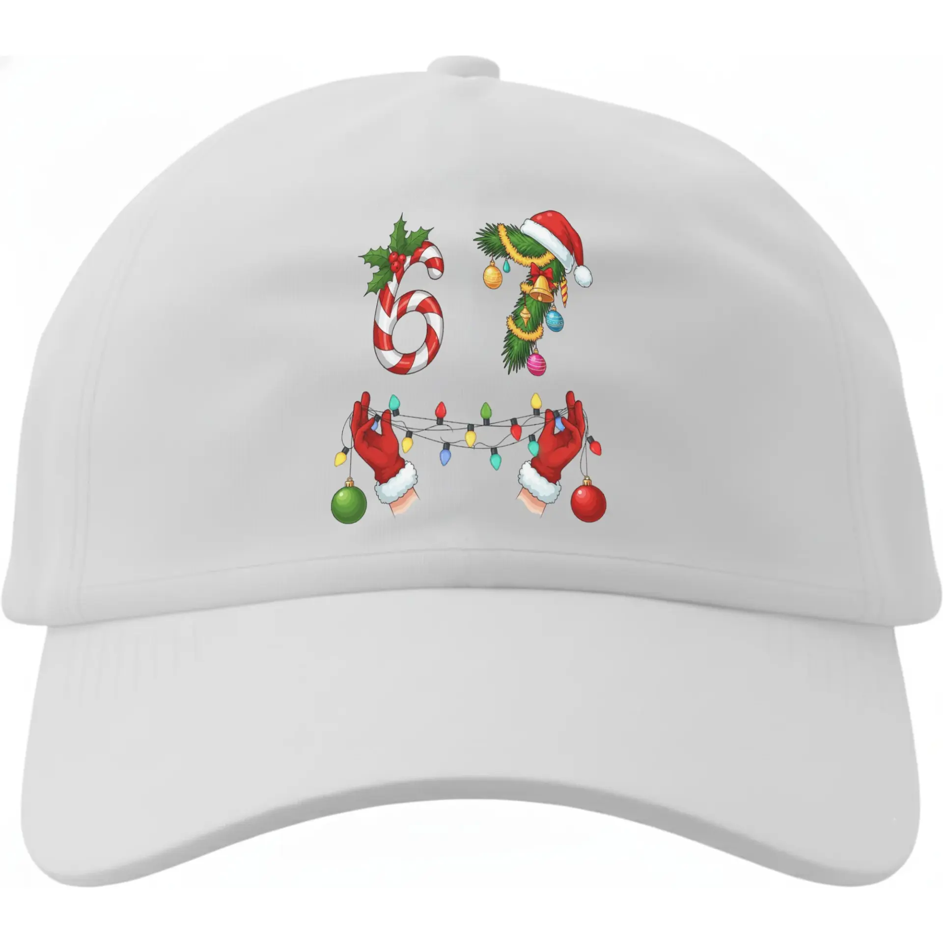 Baseball Cap Holiday Themed Christmas Ornament Design Featuring Number Sixty Seven Graphic for Festive Seasonal Apparel