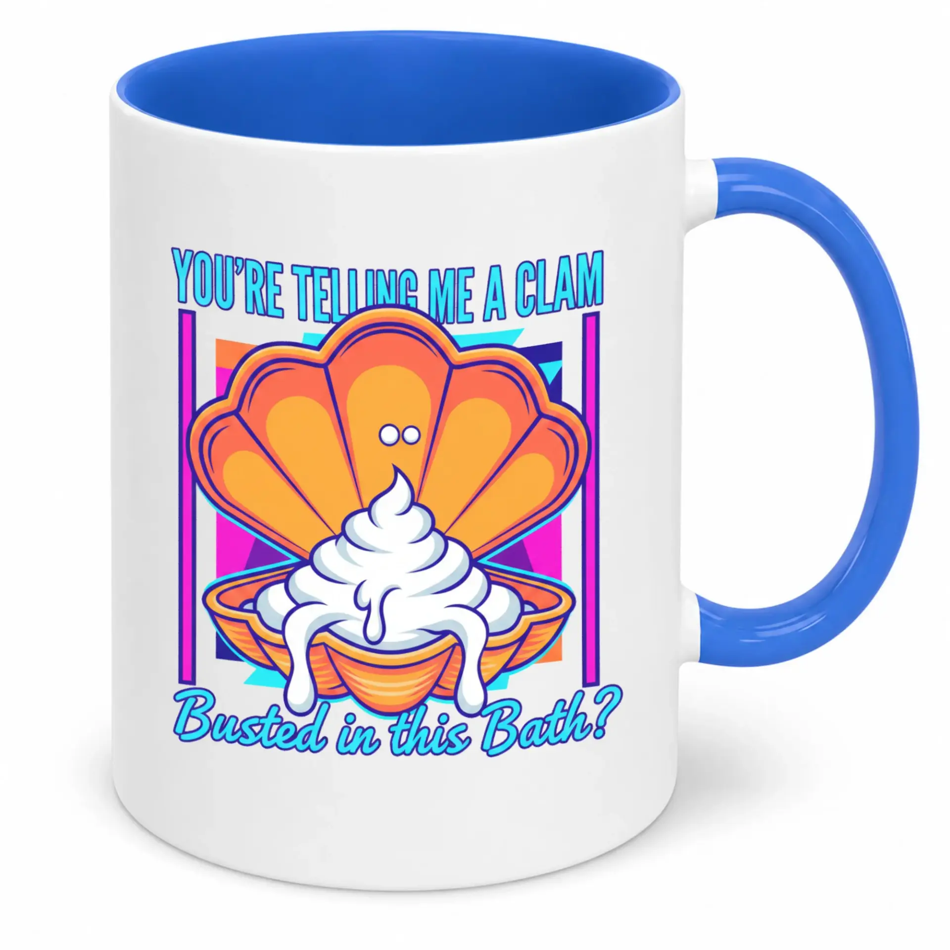 Funny Coffee Mug with Adult Humor Clam Design Unique Ceramic Cup for Beverages Hilarious Bath Time Pun Gift Idea
