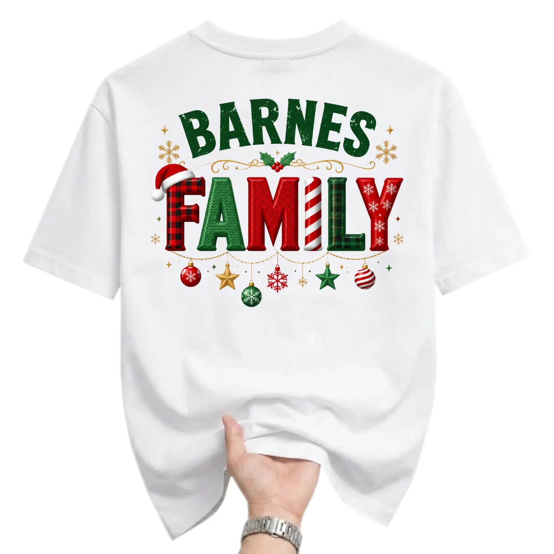 T-shirt Unisex Graphic Printed Holiday Family Apparel Custom Name Tee for Seasonal Group Events and Party Gatherings