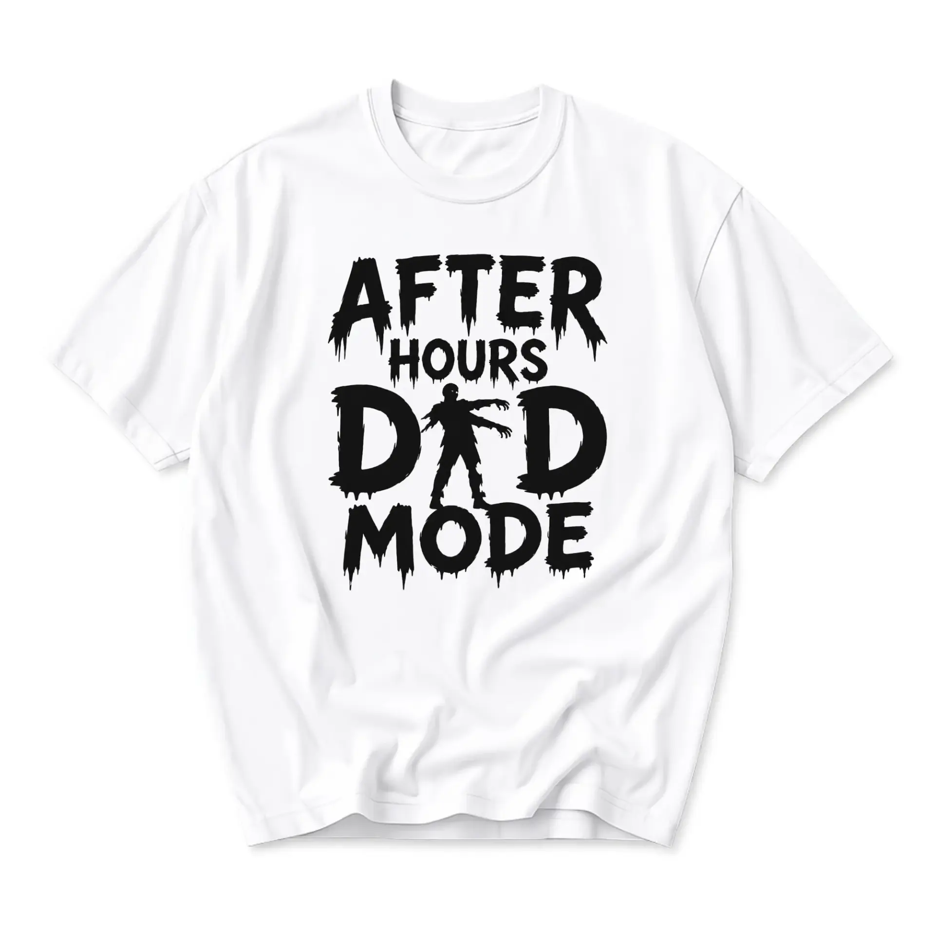 Graphic Tee After Hours Dad Mode Zombie Design Funny Shirt Unisex Crew Neck Short Sleeve Soft Casual Cotton Apparel