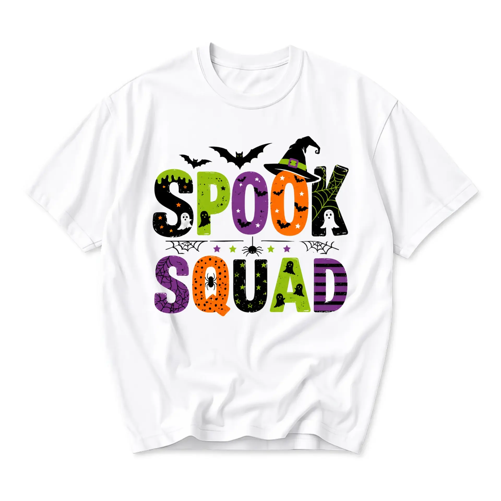 Graphic Tee Spook Squad Halloween Shirt for Unisex Adults Seasonal Holiday Apparel Casual Crew Neck Cotton Top