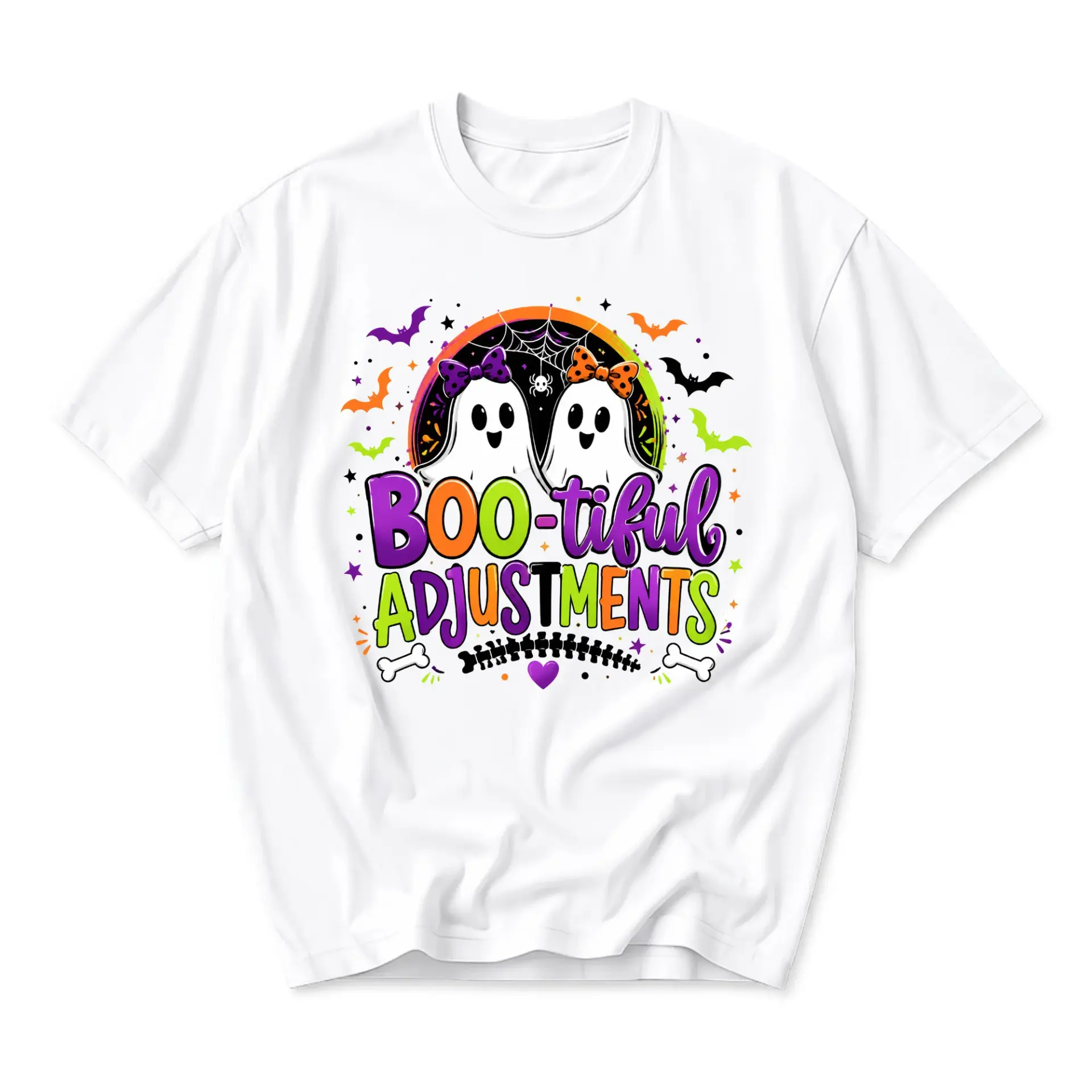 Graphic Tee Boo-Tiful Adjustments Halloween Theme Unisex Cotton Blend Crew Neck Comfortable Casual Short Sleeve Shirt