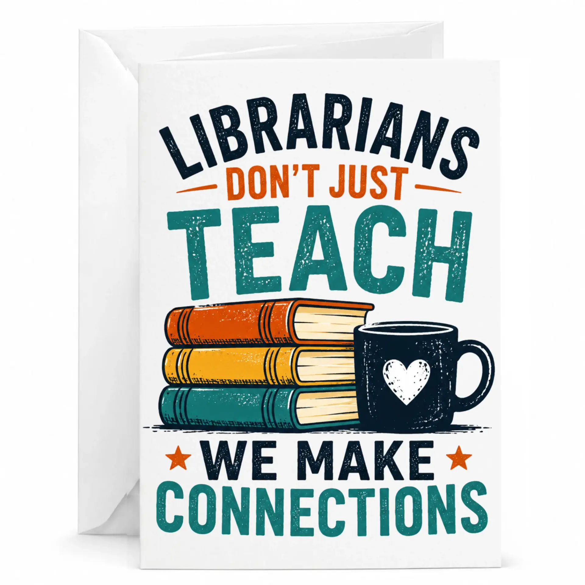 Librarian Appreciation Greeting Card with Book and Coffee Mug Illustration for Library Professionals Staff Members