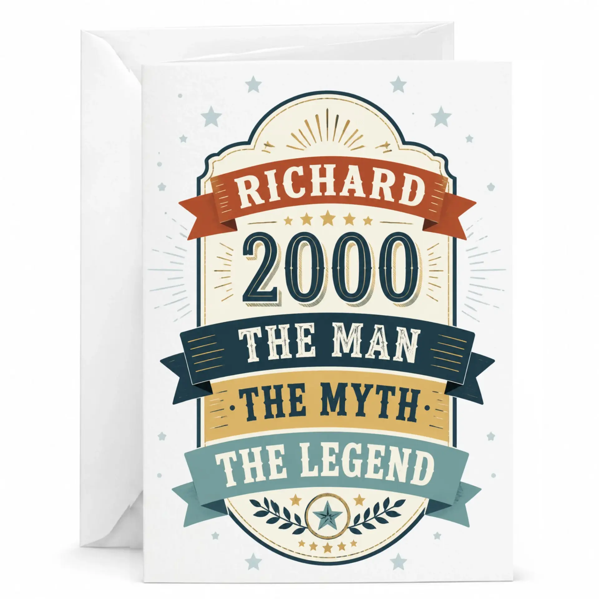 Funny Greeting Card Personalized Name 2000 the Man the Myth the Legend Birthday Stationery for Men Friends Colleagues