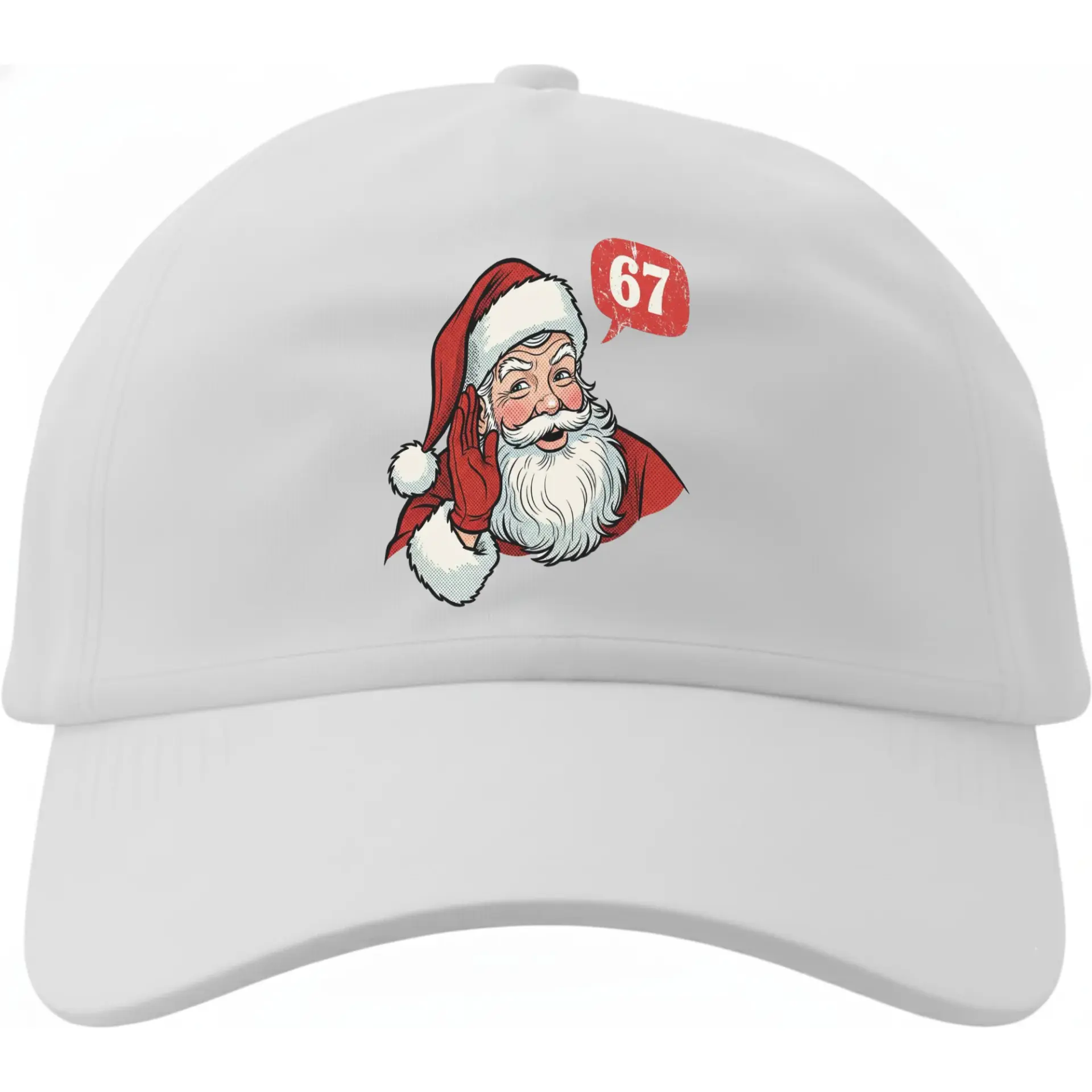 Baseball Cap Featuring Retro Santa Claus Graphic with Speech Bubble Print Holiday Seasonal Cotton Headwear