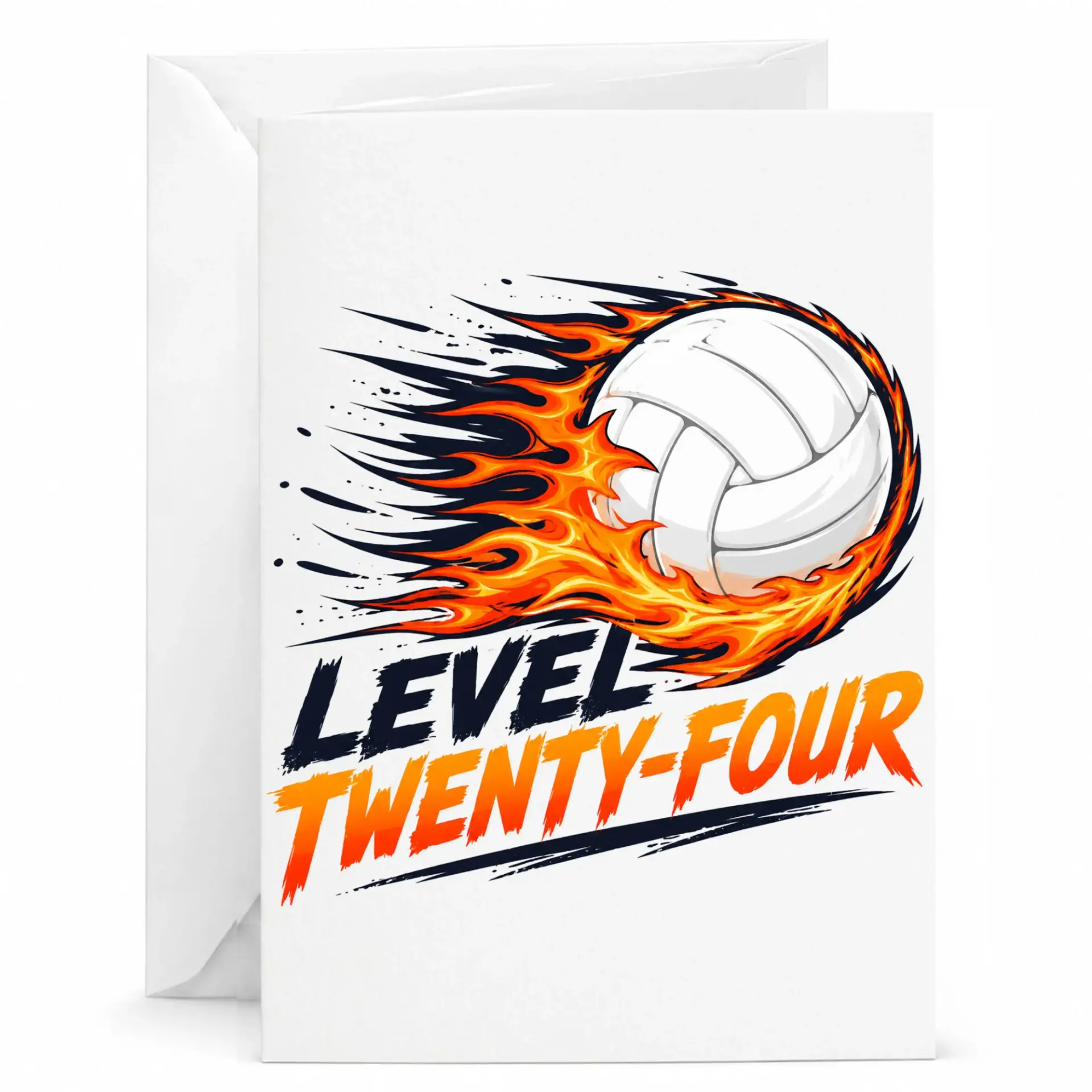 Birthday Card Level Twenty Four Volleyball Themed Graphic Greeting Card for Sports Fans with Included White Envelope