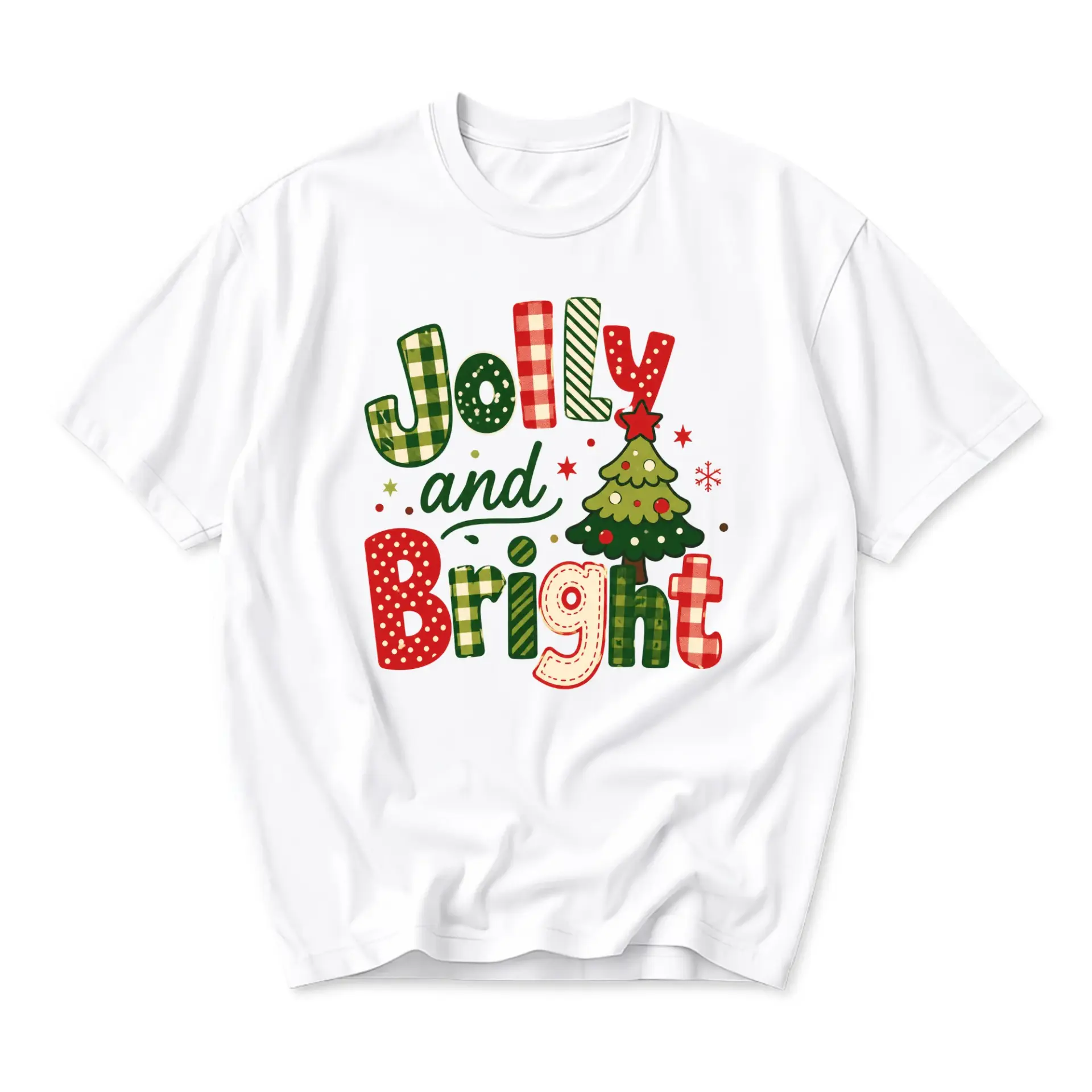 Graphic Tee Jolly and Bright Holiday Celebration Print Unisex Casual Crew