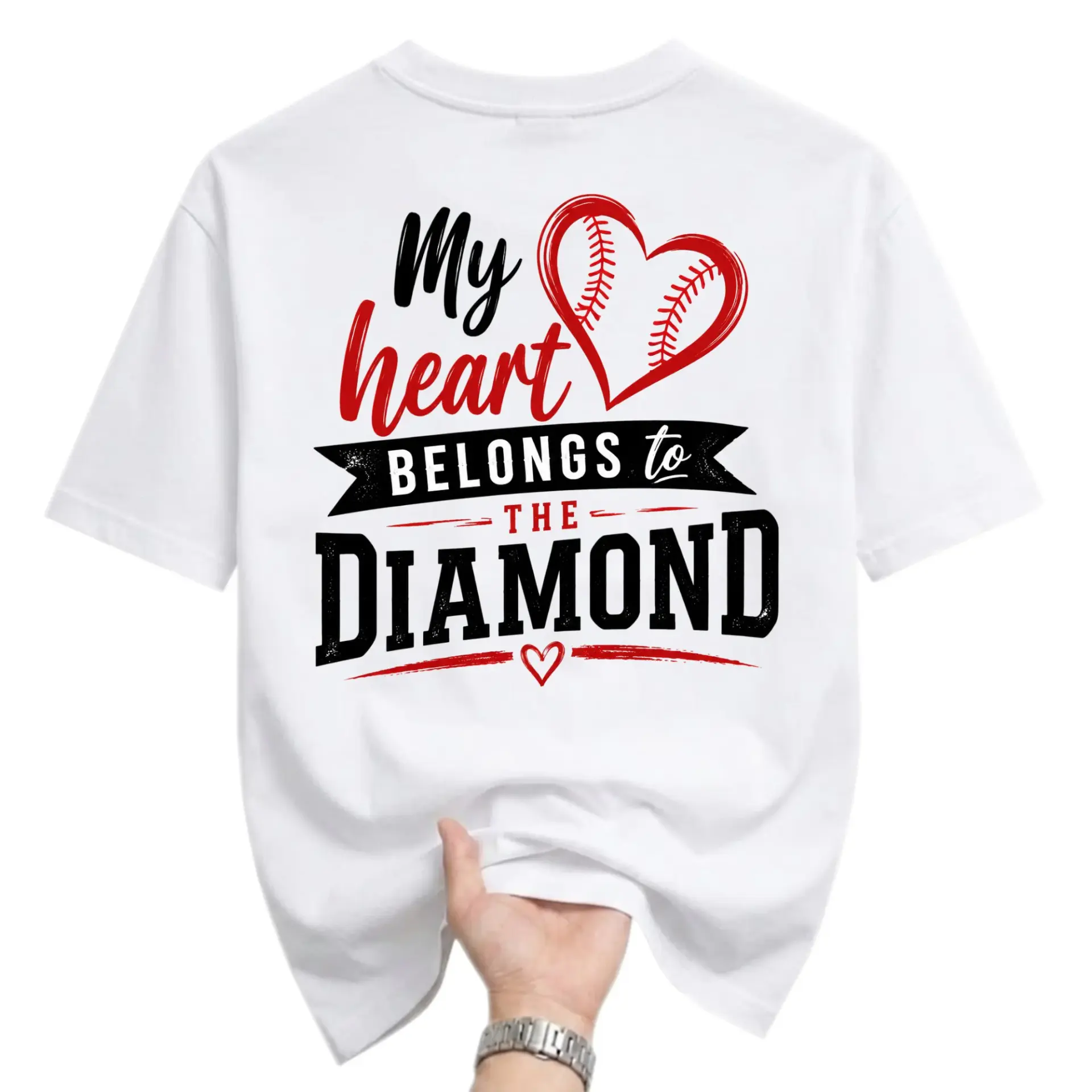 Graphic Tee My Heart Belongs to the Baseball Lover Unisex Crew Neck Cotton Blend Soft Everyday Casual Shirt
