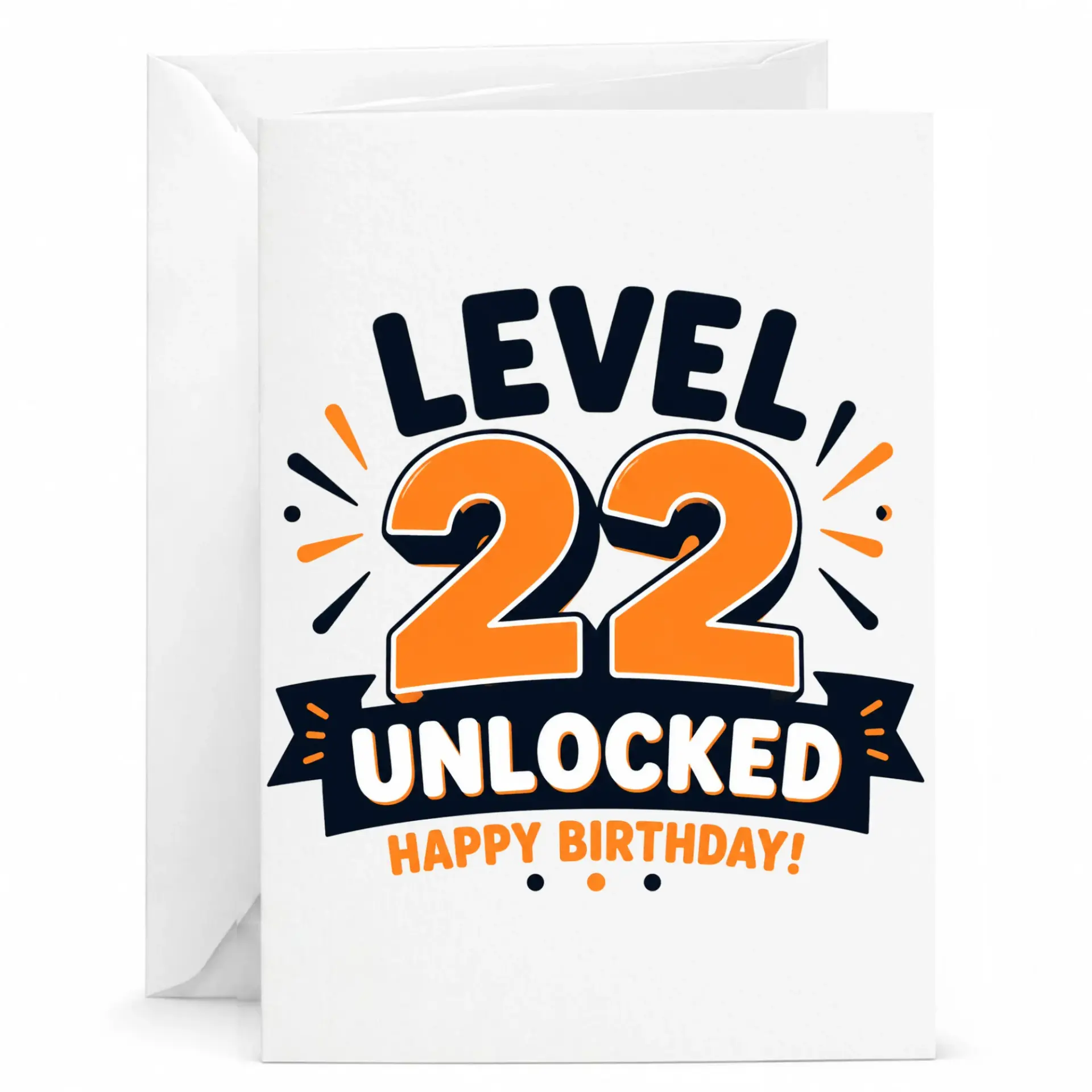 Birthday Card Level 22 Unlocked Greeting Card for Twenty Second Birthday Milestone Celebration and Gift Giving