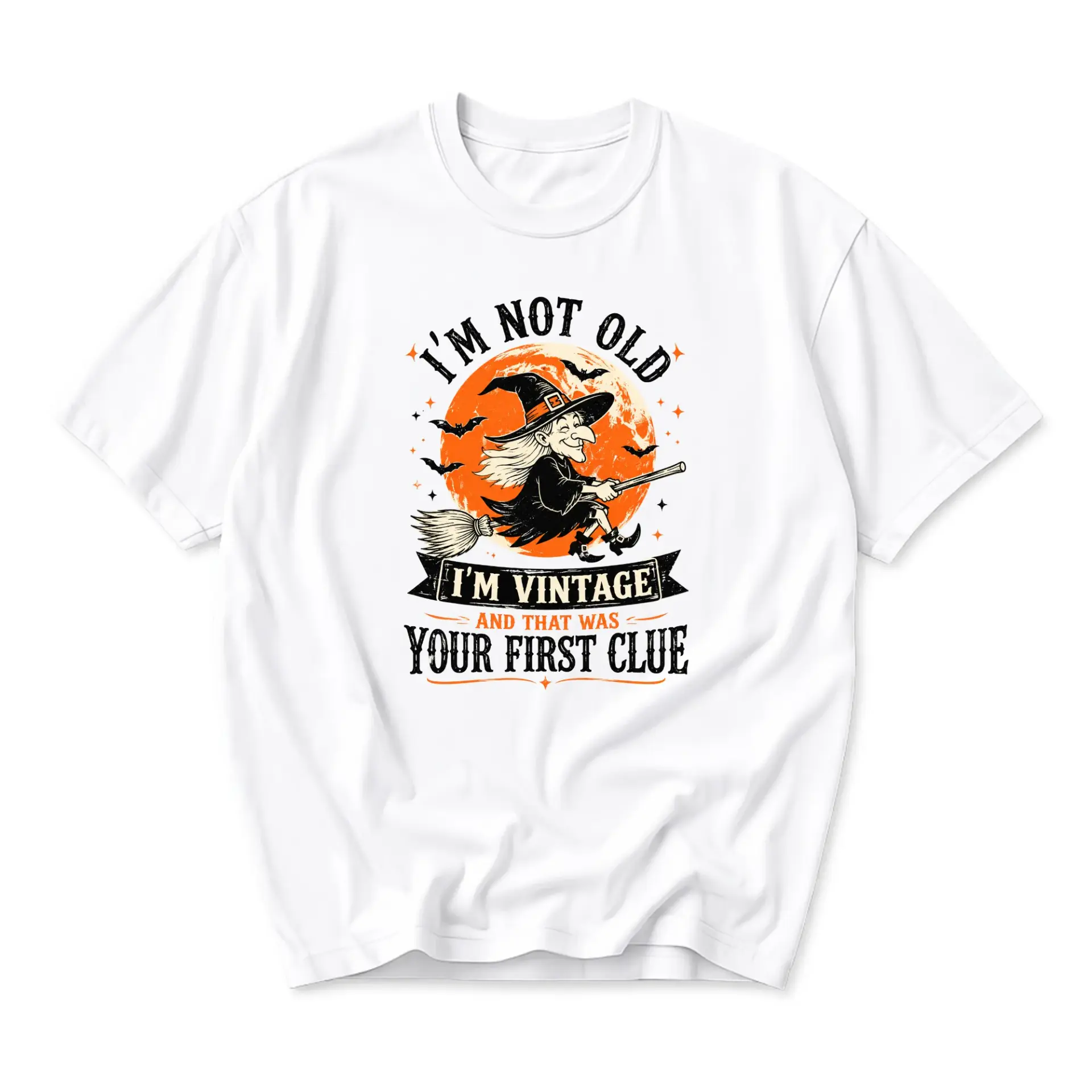 Funny Shirt I'm Not Old I'm Vintage Graphic Tee Unisex Crew Neck Casual Cotton Blend Short Sleeve Halloween Humor Top