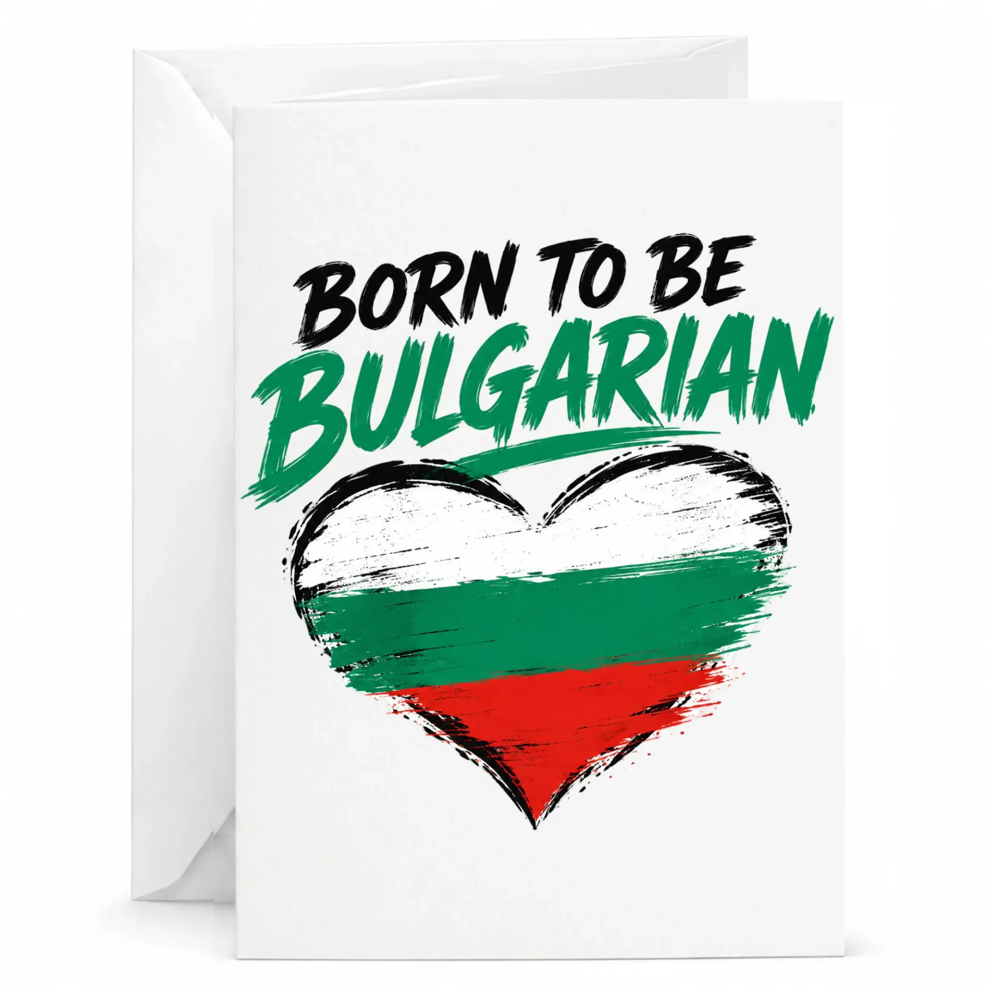 Greeting Card Born to Be Bulgarian Heart Flag Design Heritage Pride Professional Stationery Folded Note Card