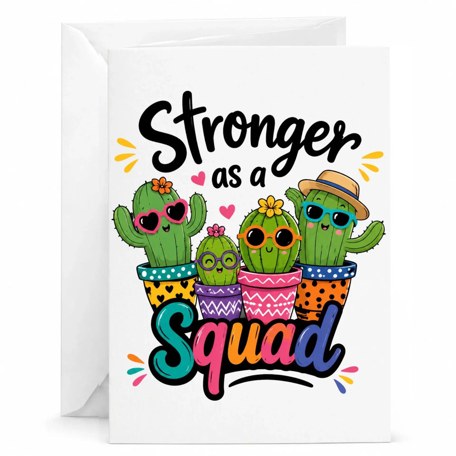 Funny Greeting Card Stronger as a Squad Encouragement Note for Friends and Loved Ones 5x7 Folded