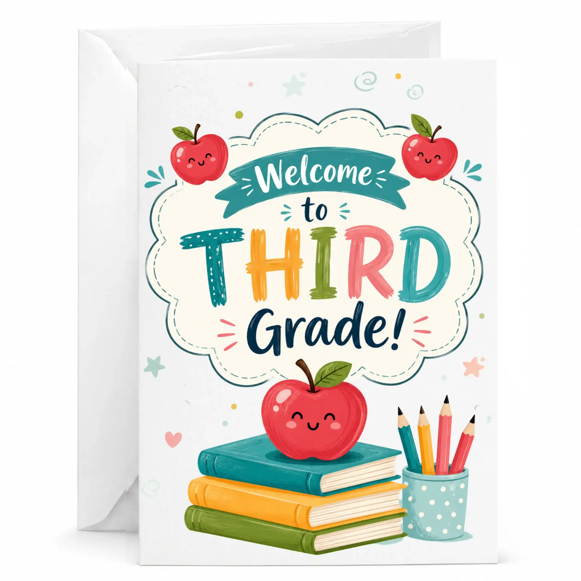 Greeting Card Welcome to Third Fun Academic Theme Note for Promotion and Educational Events