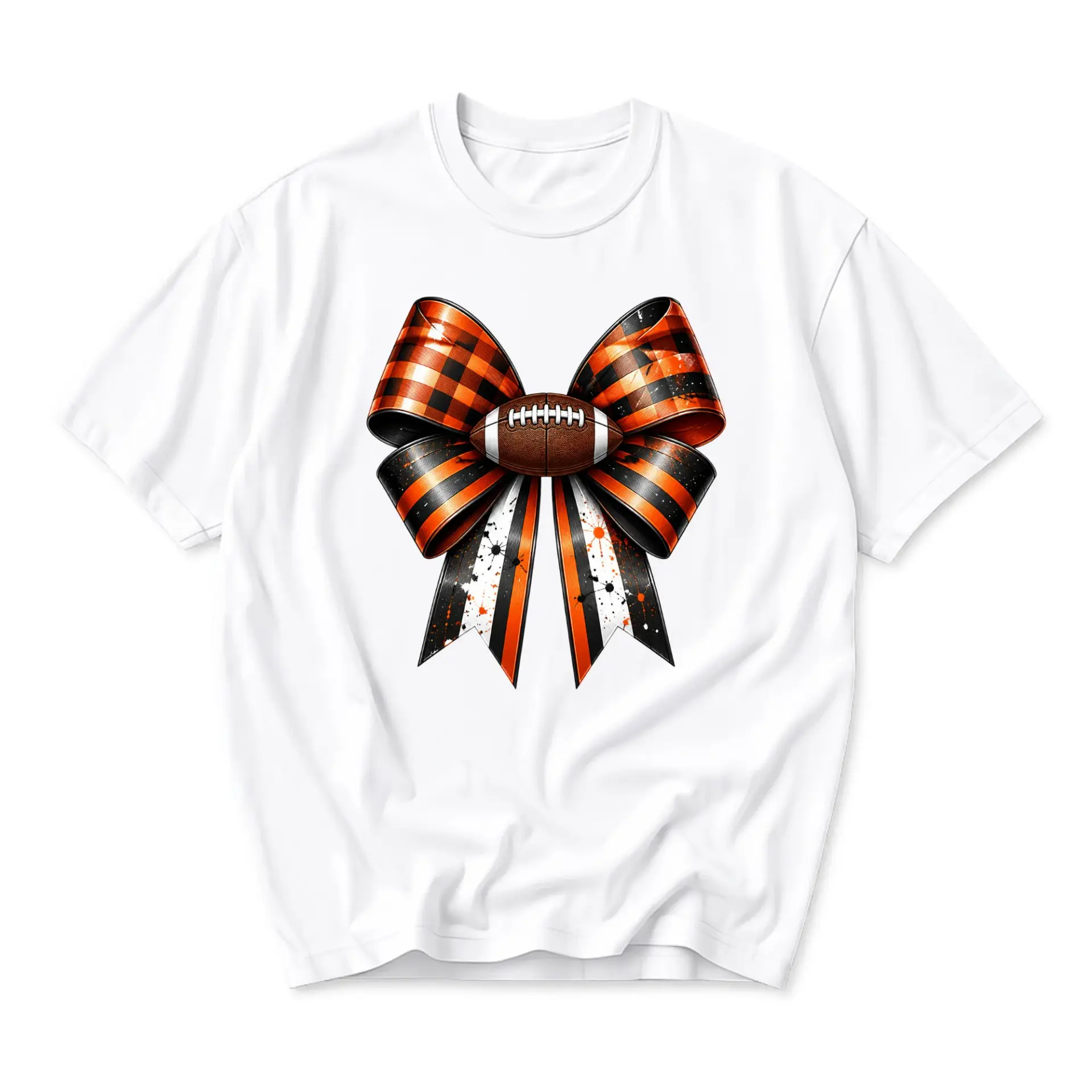 Graphic Tee Football Bow Print Unisex Shirt Casual Sporty Clothing for Men and Women Everyday Seasonal Apparel