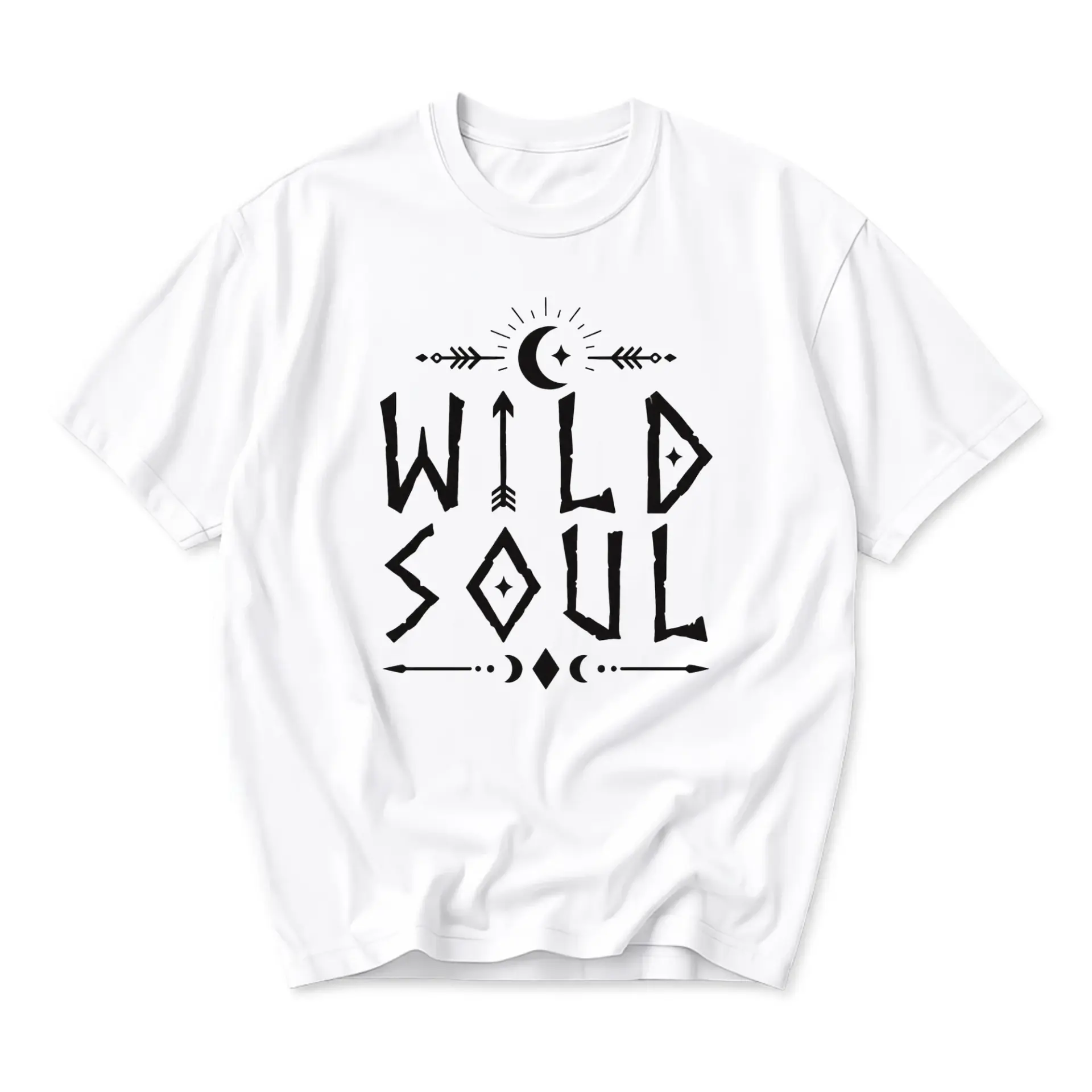 Graphic Tee Unisex Wild Soul Celestial Arrow Design Crew Neck Shirt Comfortable Cotton Casual Everyday Apparel