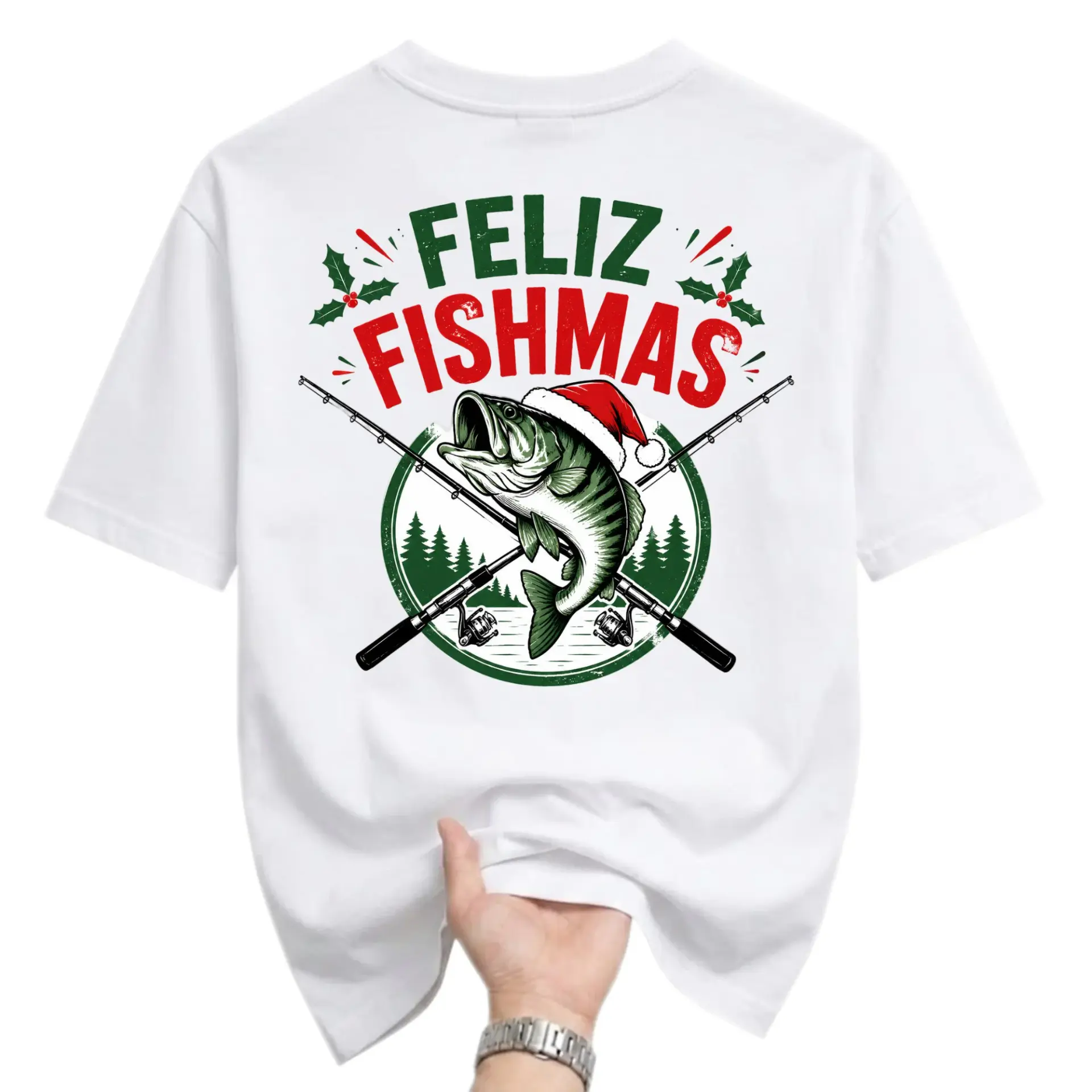 Funny Shirt Feliz Fishmas Holiday Fishing Graphic Tee Unisex Short Sleeve