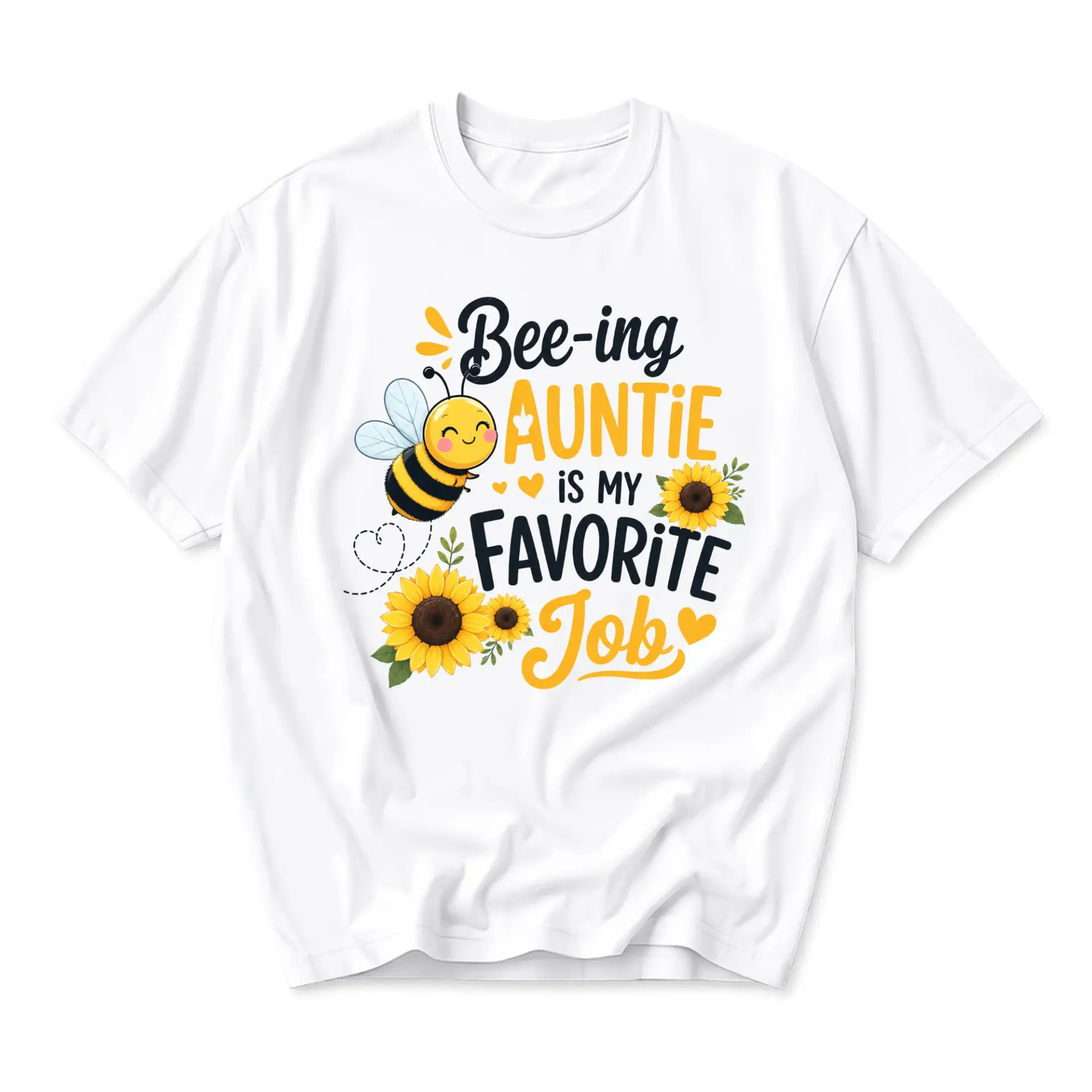 Funny Shirt Bee-Ing Auntie Is My Favorite Job Graphic Tee for Aunt