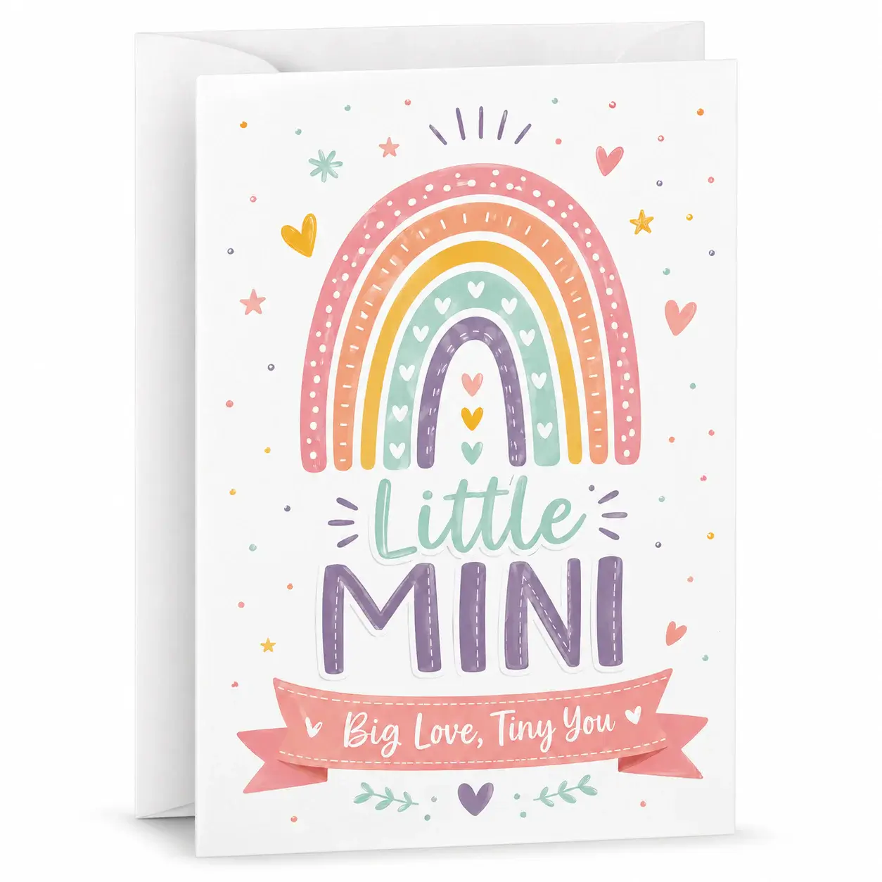 Greeting Card With Pastel Rainbow Artwork and Inspirational Typography Design With Matching Envelope