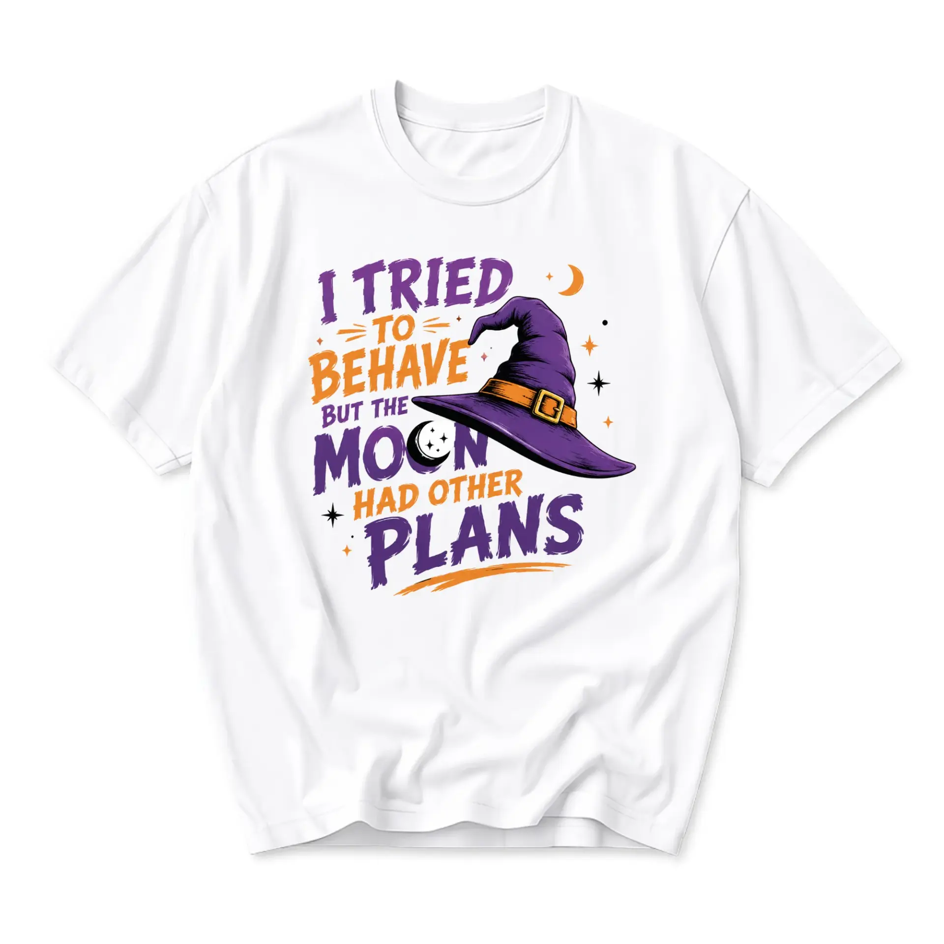 Graphic Tee Unisex Crew Neck T-Shirt I Tried to Behave but the Moon Had Other Plans Witchy Funny Casual Everyday Top