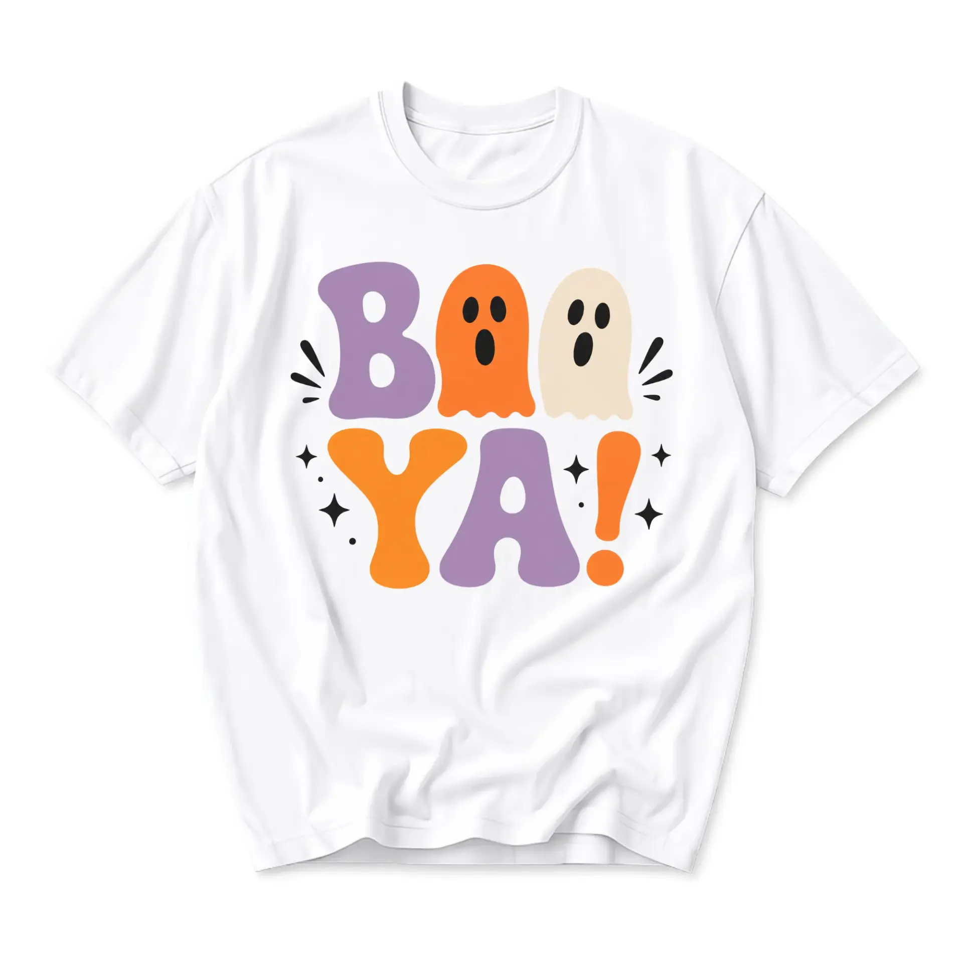 Funny Shirt Boo Ya Ghost Graphic Tee Retro Fall Season Inspired Unisex Crew Neck Casual Cotton Blend Top Apparel