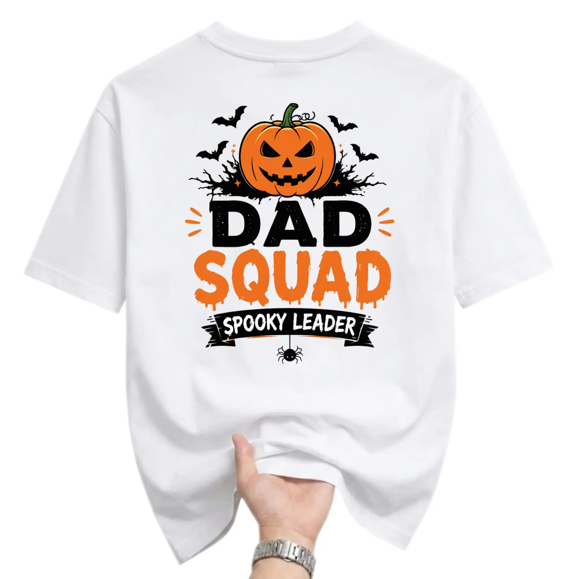 Funny Shirt Dad Squad Spooky Leader Halloween Graphic Tee for Men Unisex Casual Soft Crew Neck Cotton Blend Top