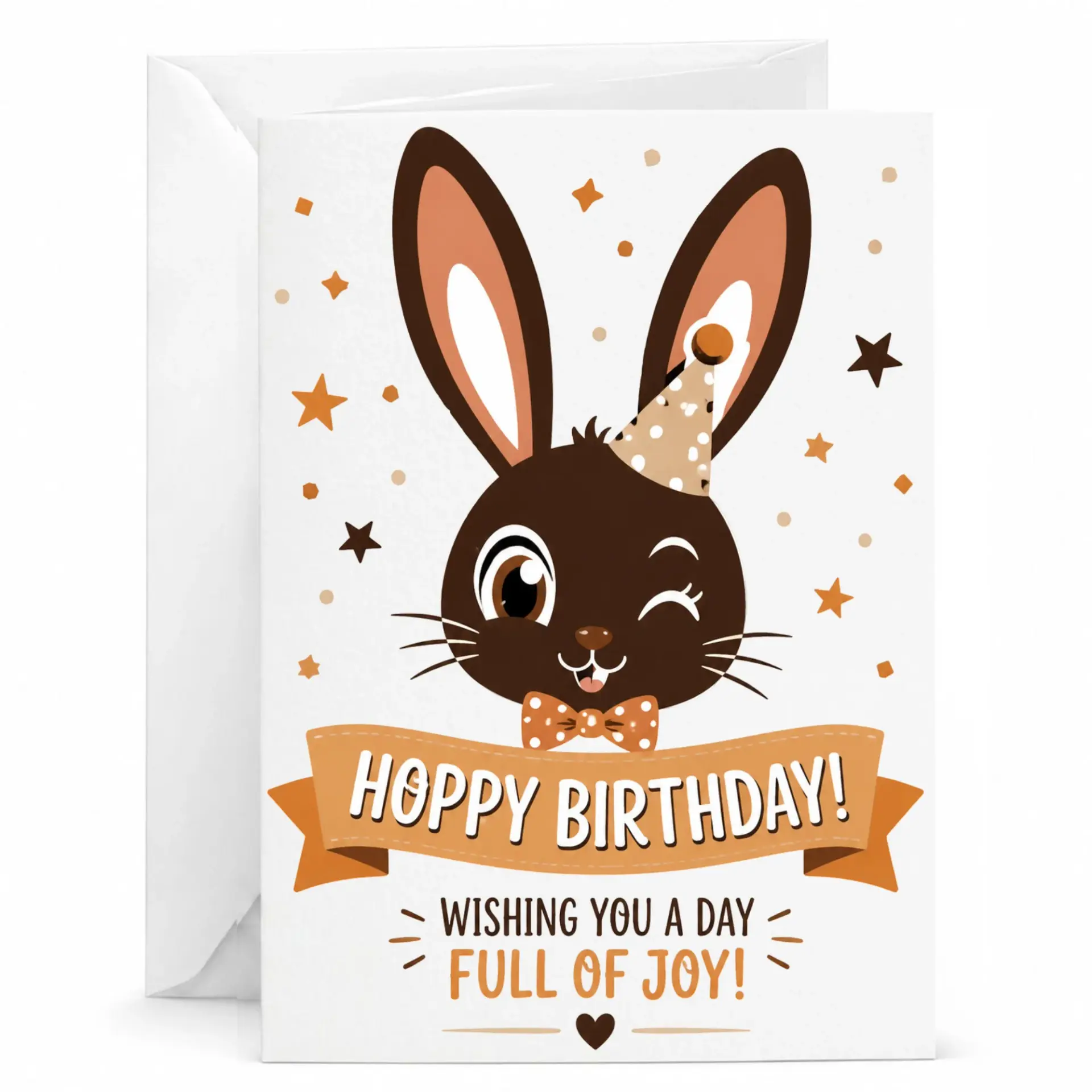 Birthday Card Hoppy Rabbit Illustration Funny Greeting with Envelope for Special Celebrations
