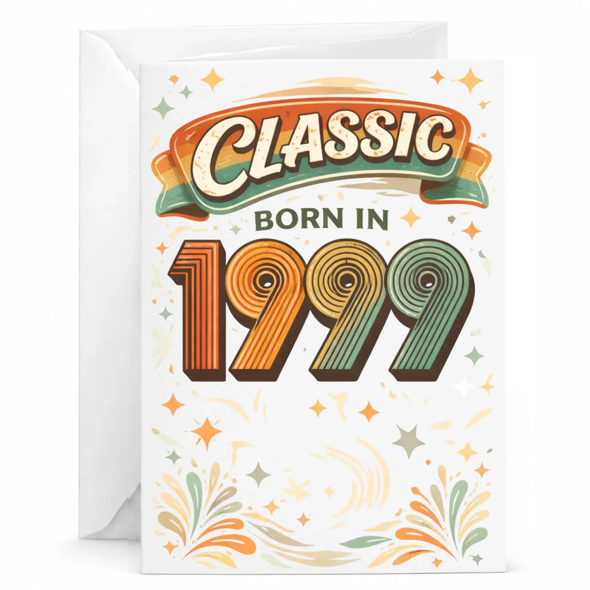 Birthday Card Classic Born in 1999 Vintage Retro Style Greeting Card for Birthday Milestone Celebration