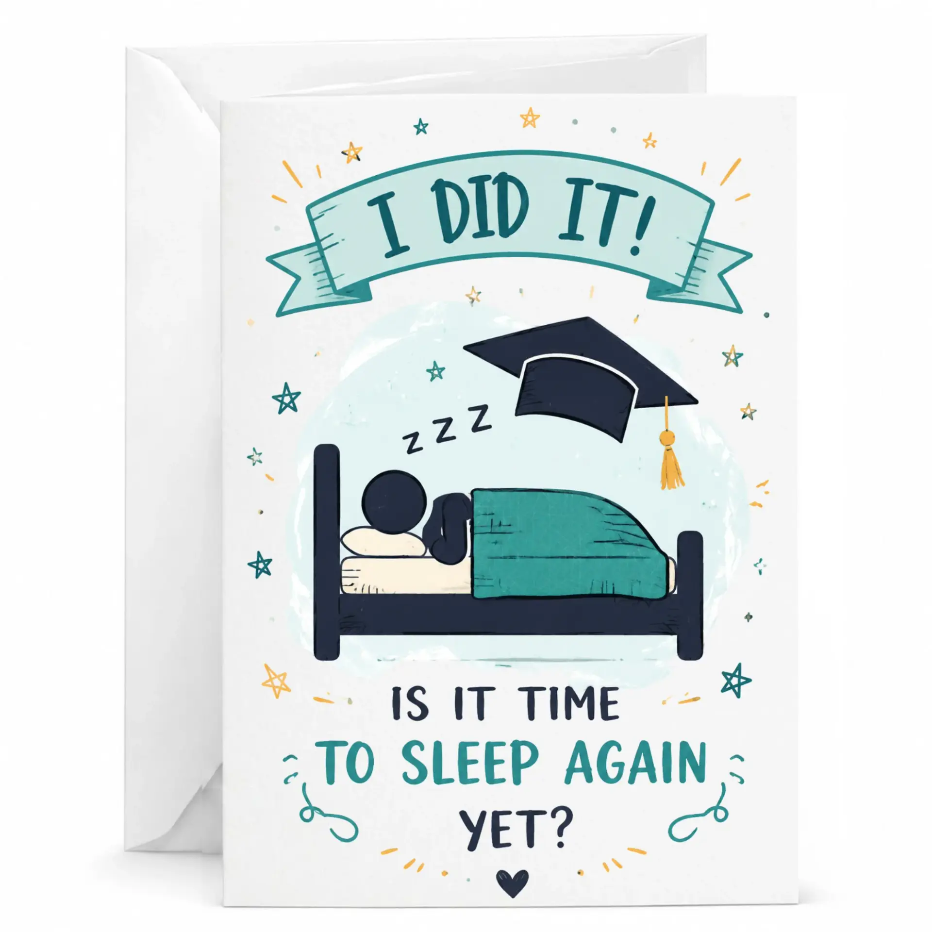Funny Graduation Greeting Card with Envelope Achievement Humor Design for Friends and Family 5x7 Folded Note