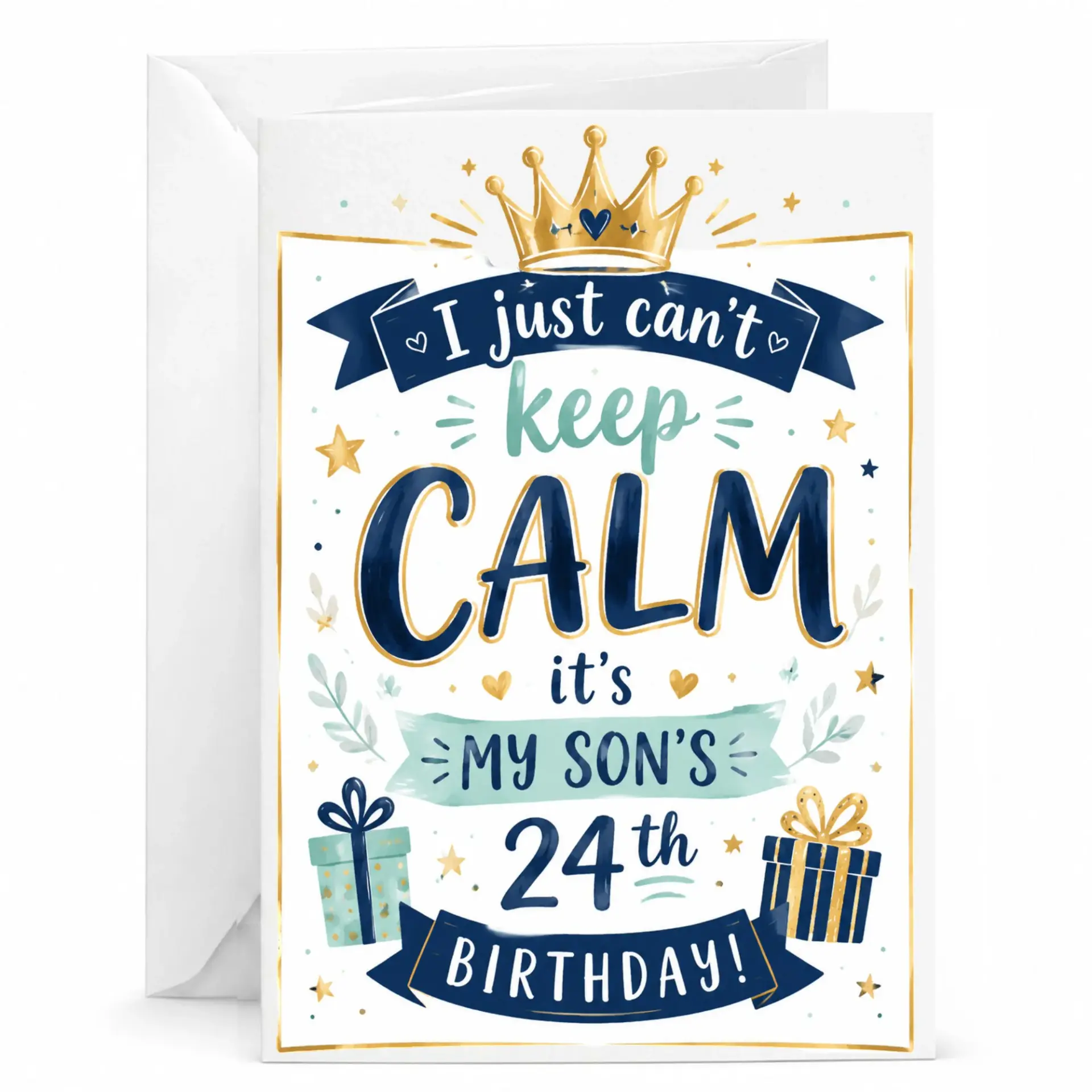 Birthday Card for Son 24th Birthday Celebration Decorative Greeting Card with Matching Envelope for Twenty Fourth Year