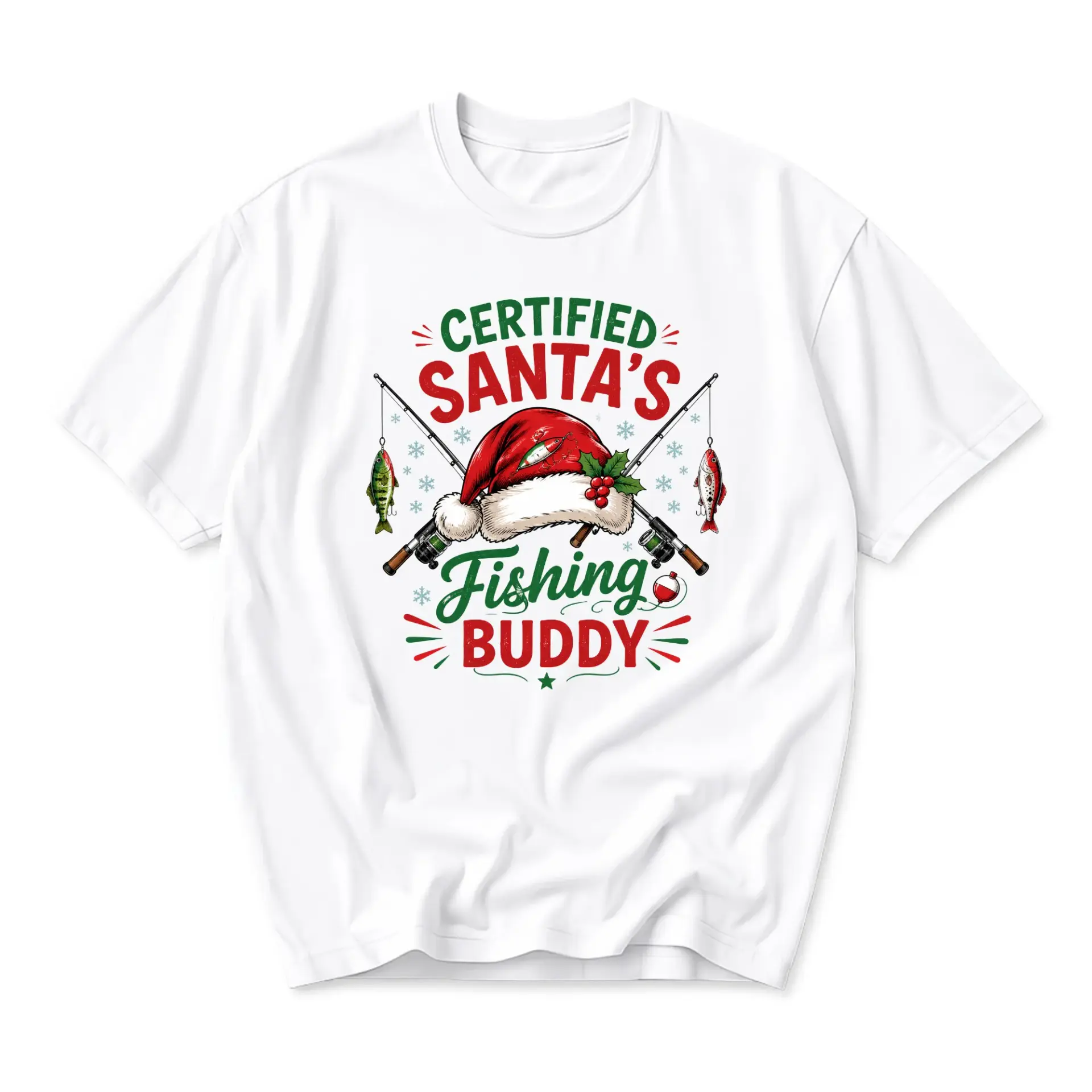 Funny Shirt Certified Santa's Fishing Holiday Graphic Tee Unisex Short