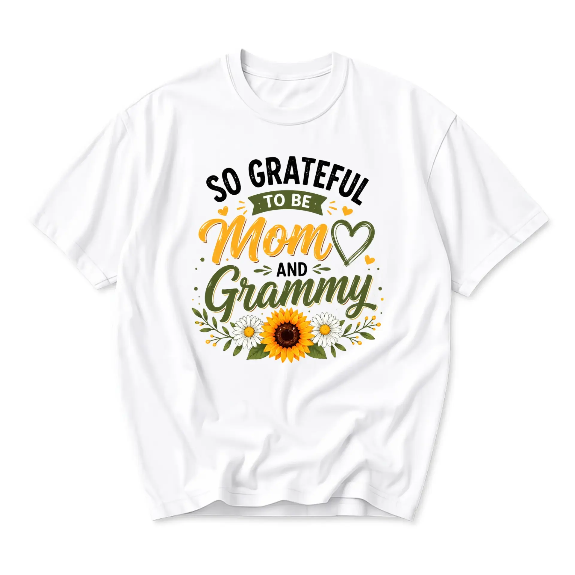 T-shirt so Grateful to Be Mom and Sunflower Floral Graphic Tee Casual Unisex Everyday Clothing Apparel