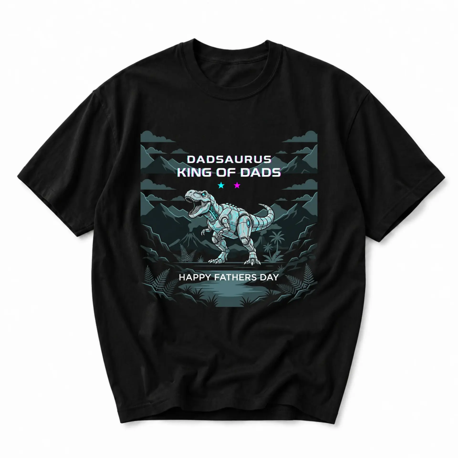 Funny Shirt Dadsaurus King of Dads Graphic Tee Unisex Crew Neck Apparel for Casual Everyday Wear and Gift Giving