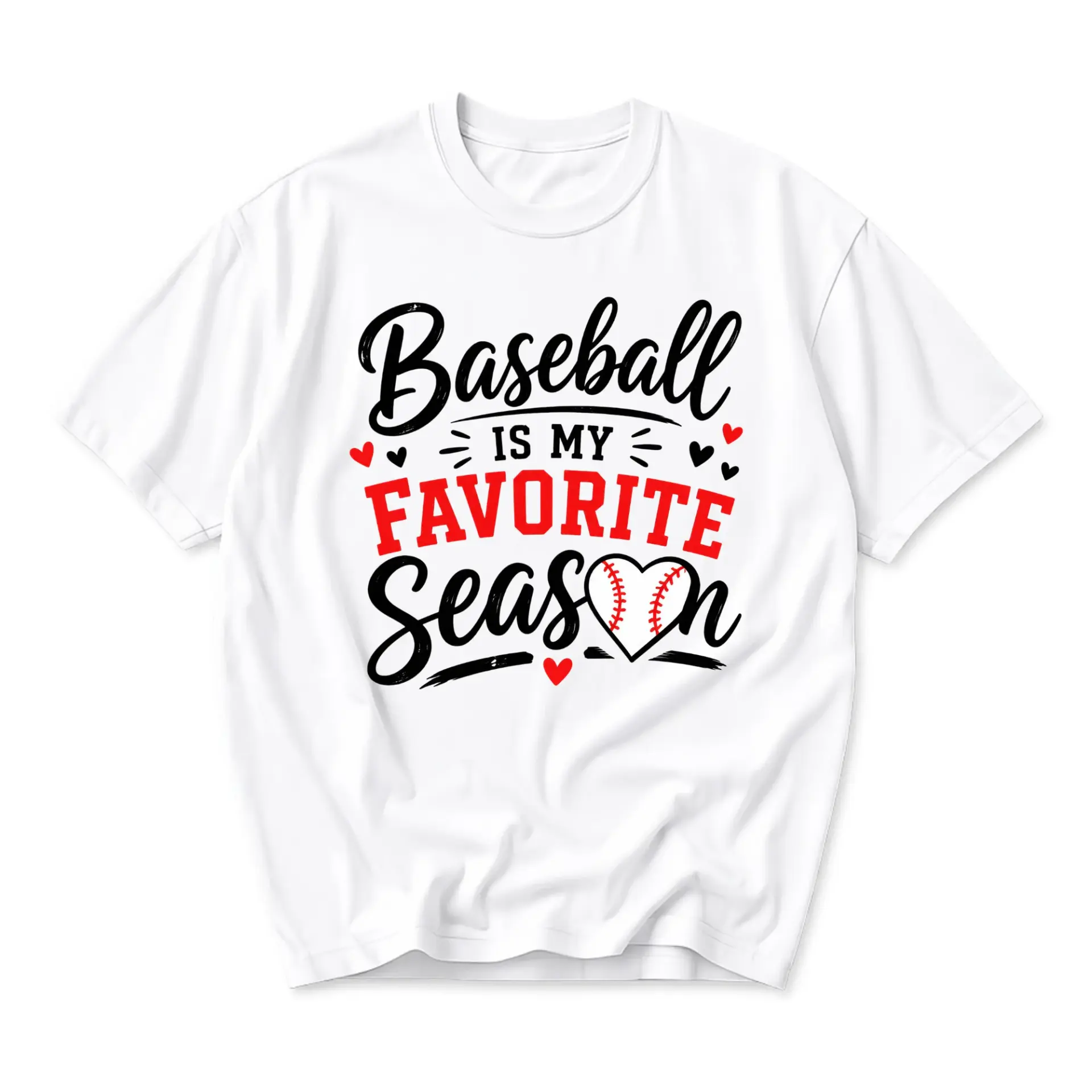 Graphic Tee Baseball Is My Favorite Season Shirt Sport Fan Athletic Apparel Casual Crew Neck Unisex Top White