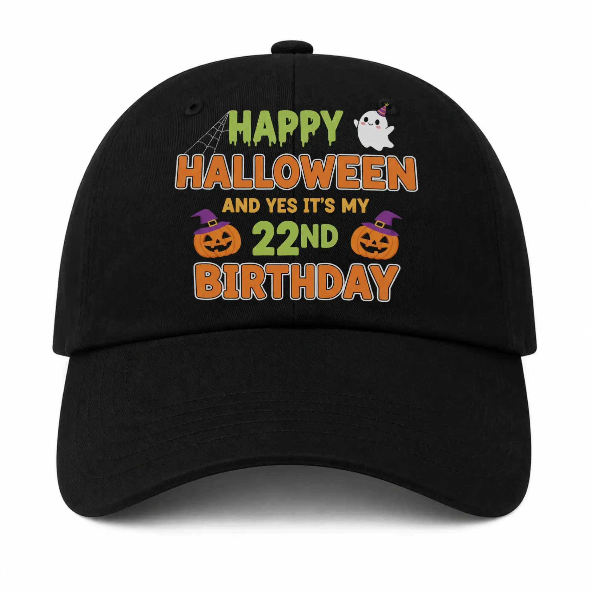 Baseball Cap Happy Halloween Birthday Theme Embroidered Sun Hat Accessory