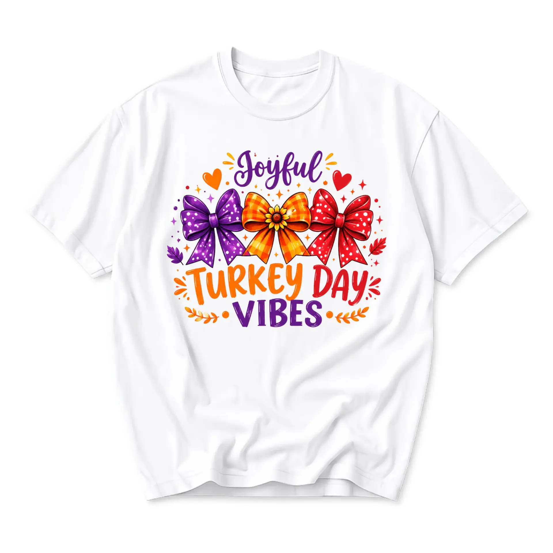 T-shirt Joyful Turkey Day Vibes Graphic Tee Seasonal Autumn Apparel for Casual Everyday Wear and Festive Holiday Outfits
