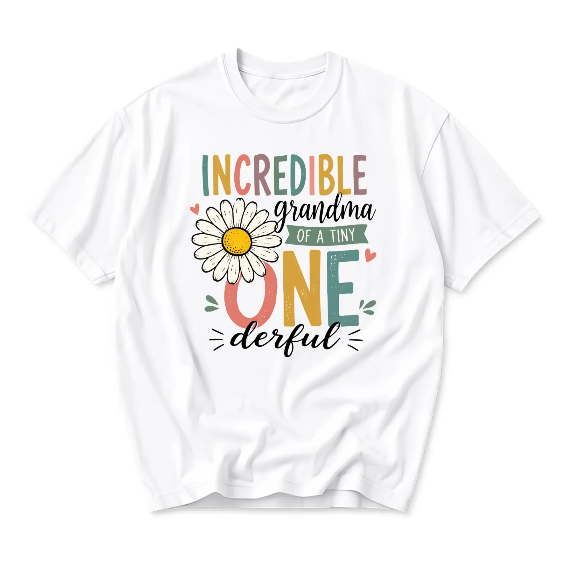Funny Shirt Incredible Grandma of a One-Derful Graphic Tee Casual Unisex