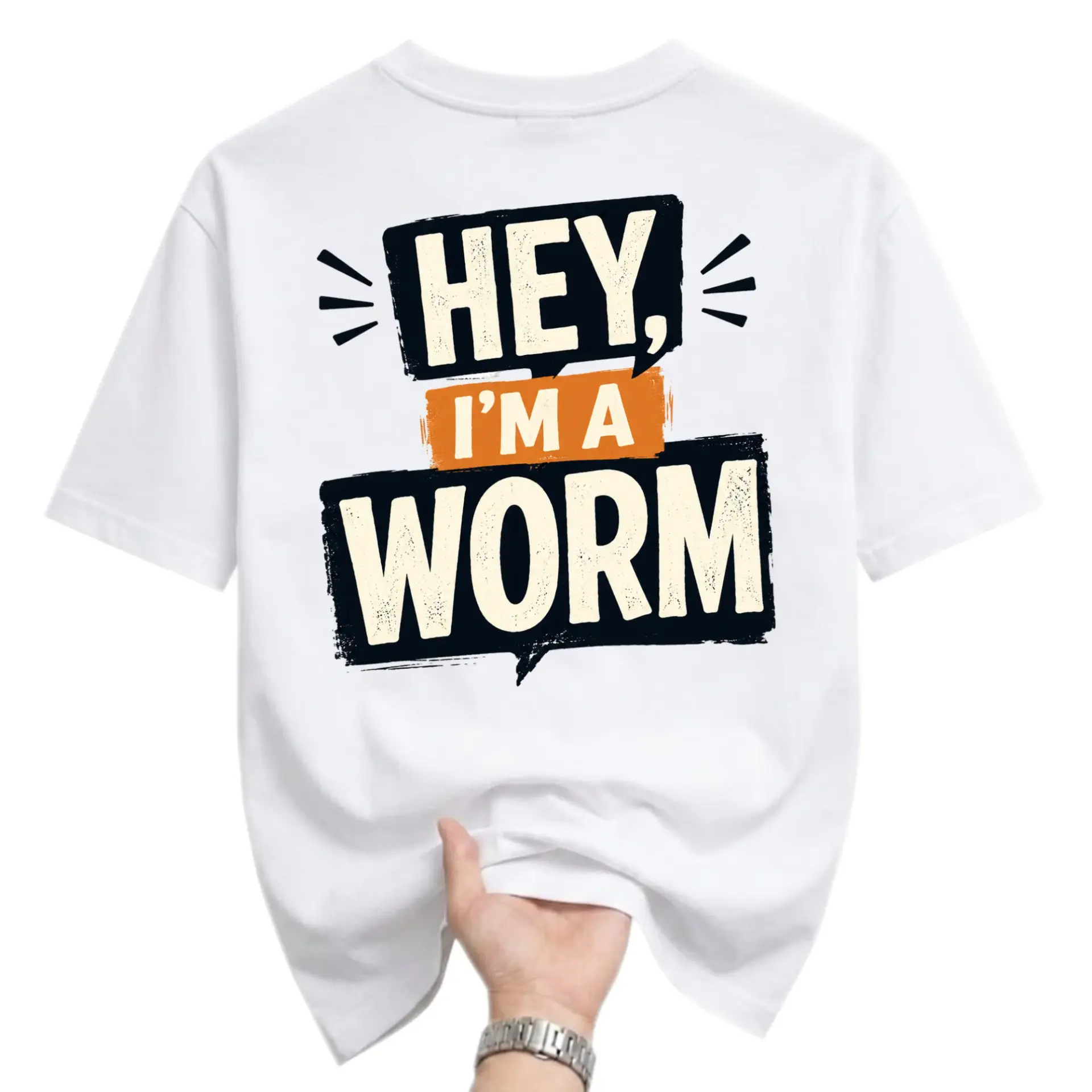 Funny Shirt Hey I Am a Worm Graphic Printed Tee Casual Unisex Cotton Blend Crew Neck Short Sleeve Top for Everyday Wear