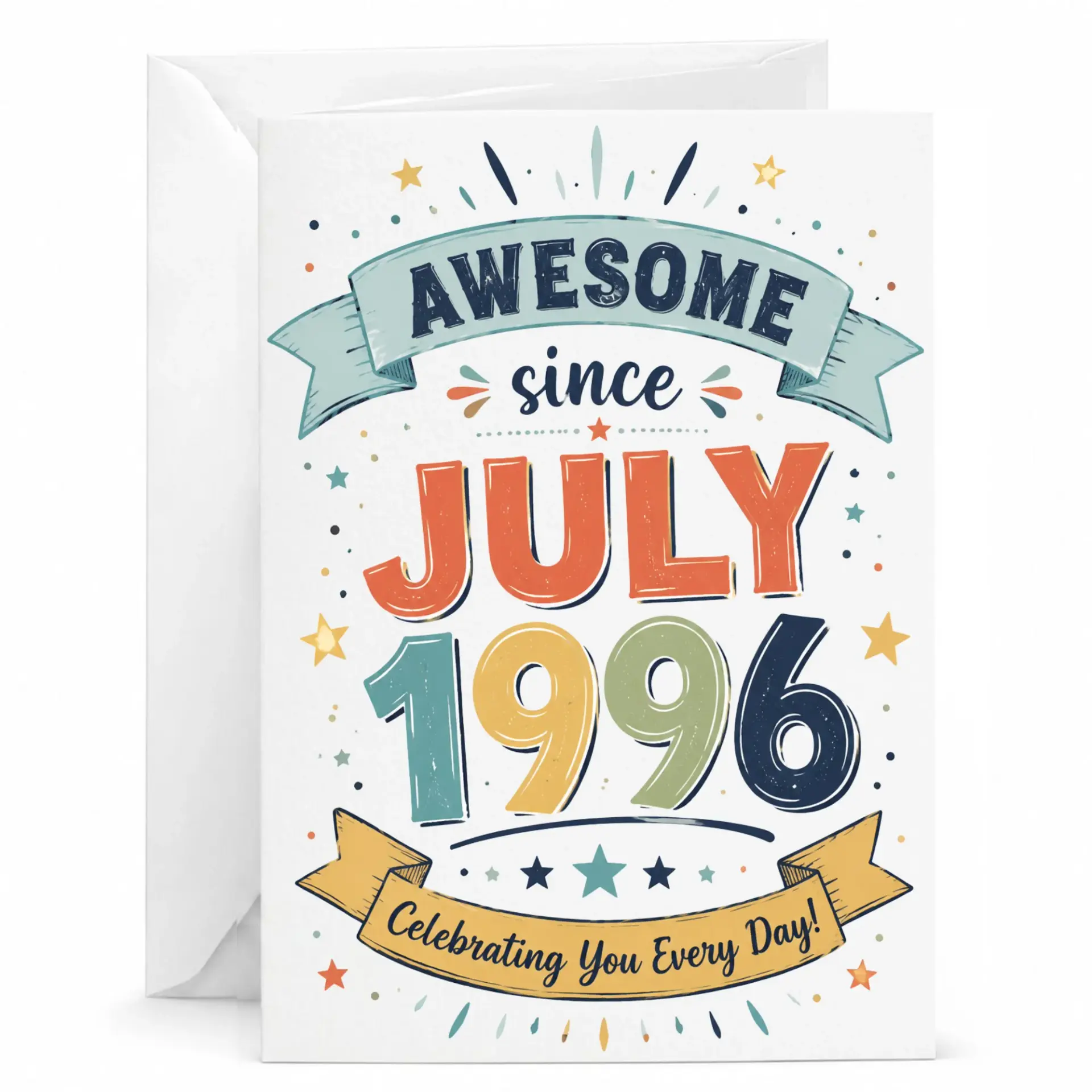 Birthday Card Awesome Since July 1996 Vintage Style Greeting Card for Milestone Celebrations and Birth Anniversaries