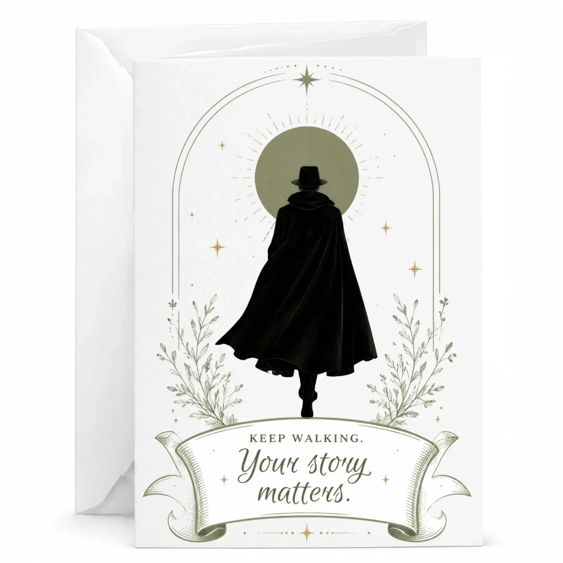 Greeting Card Keep Walking Your Story Matters Inspirational Silhouette Design Note Card for Encouragement and Support