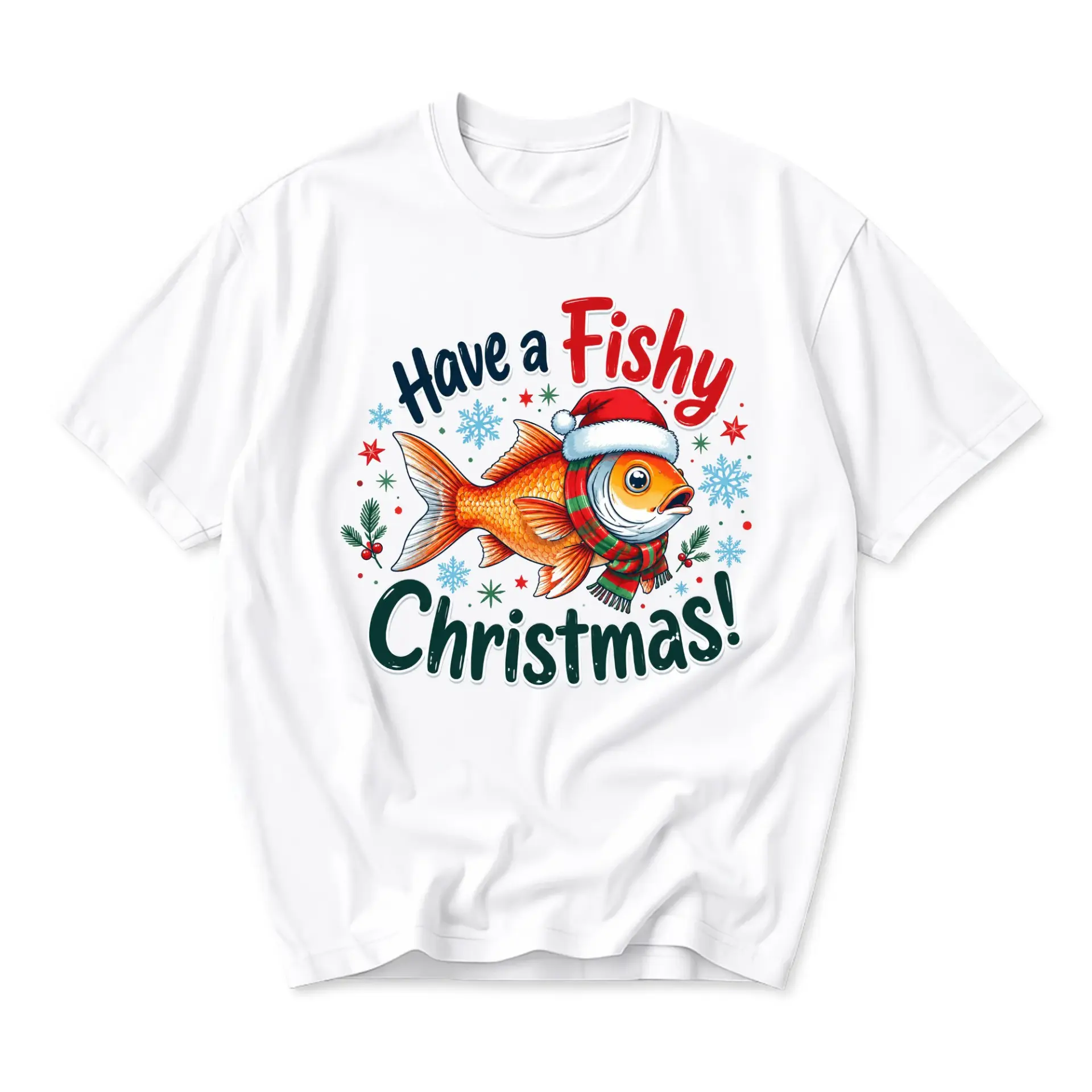 Funny Shirt Have a Fishy Christmas Graphic Tee Unisex Holiday Season Crew