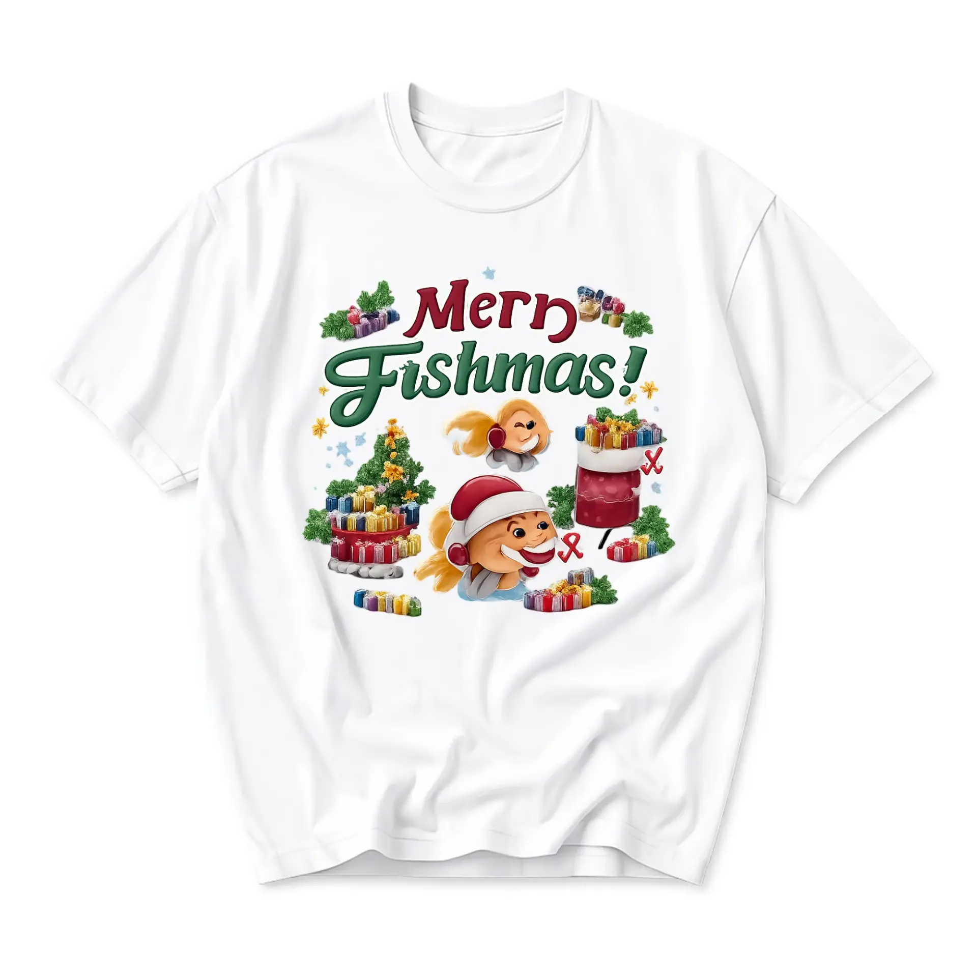 Funny Shirt Mern Fishmas Holiday Graphic Tee Seasonal Casual Unisex Crew