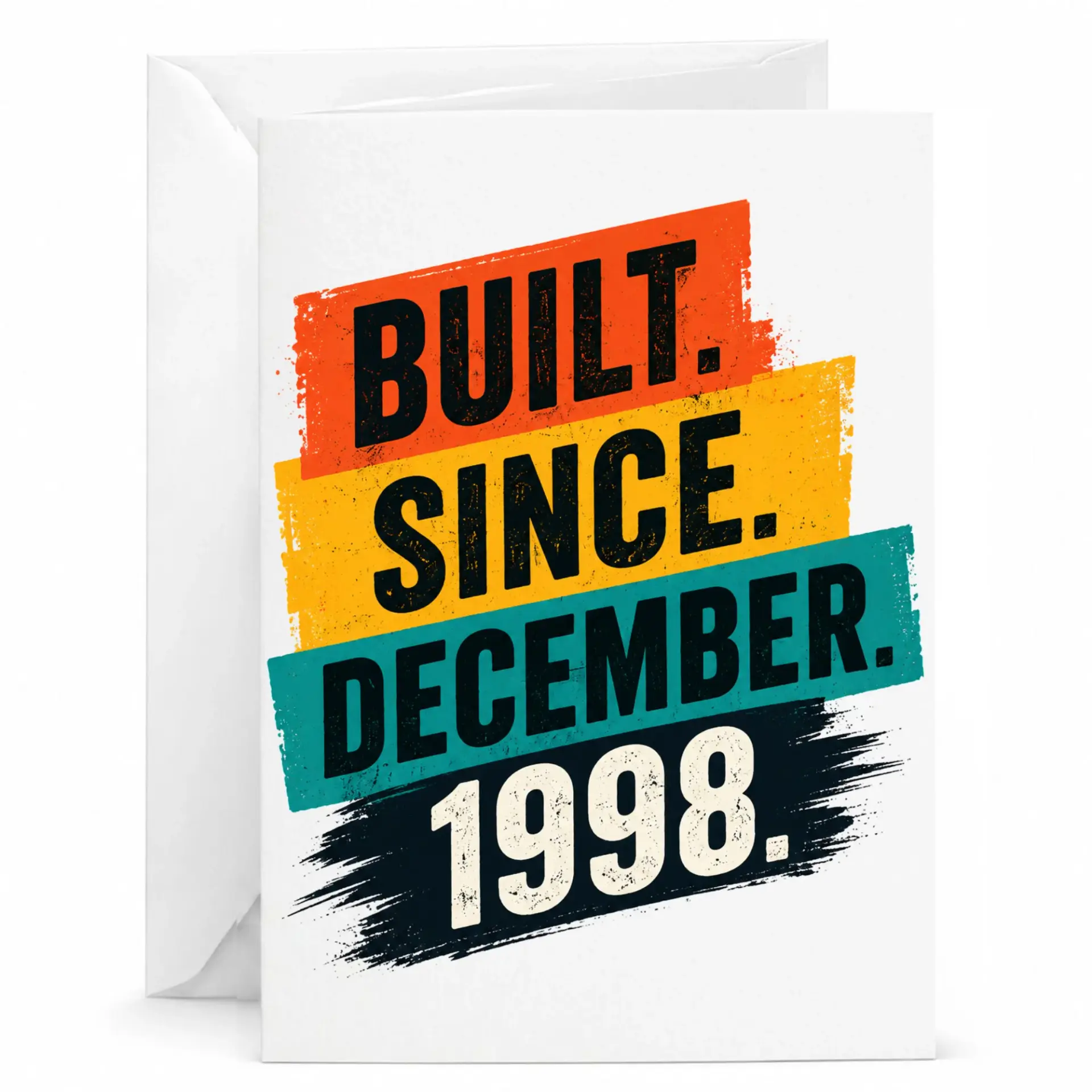 Birthday Card Built Since December 1998 Vintage Style Retro Design Greeting Card for Milestone Celebration Anniversary