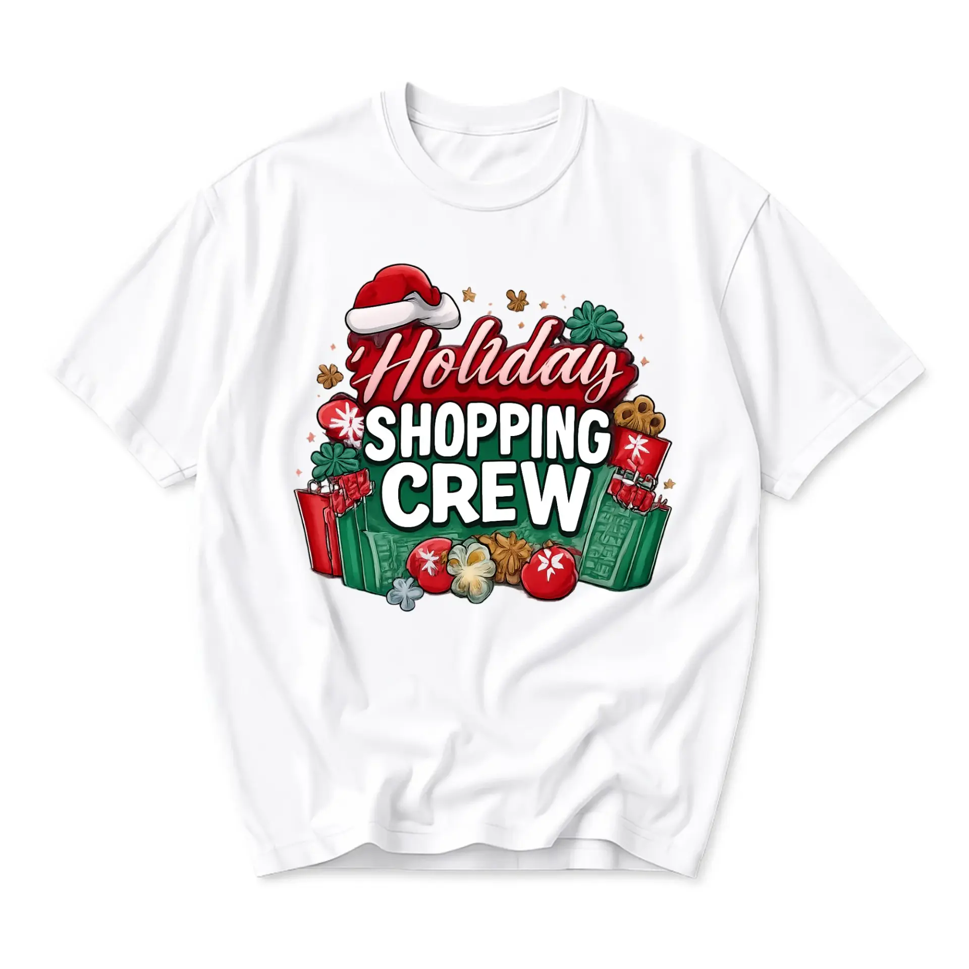 Graphic Tee Holiday Shopping Crew Christmas Theme Unisex T-Shirt Casual
