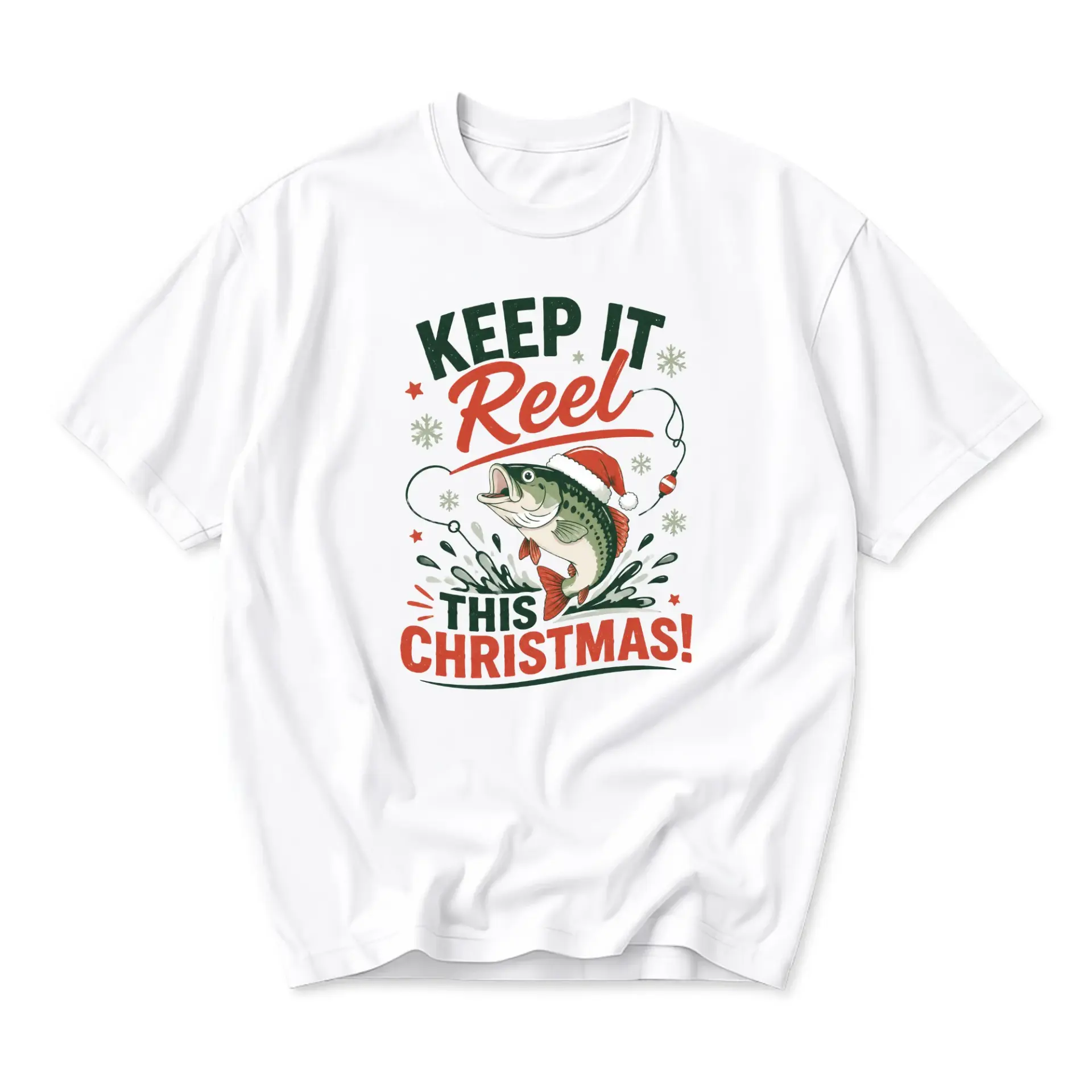 Graphic Tee Keep It Reel This Christmas Holiday Fishing Unisex Crew Neck