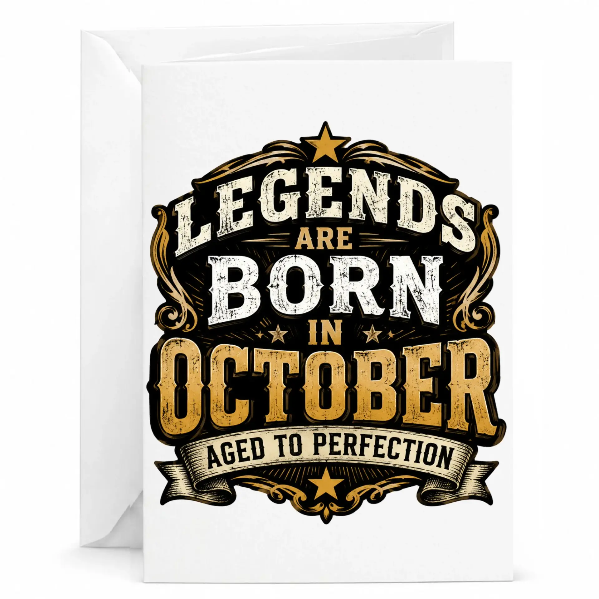 Birthday Card Legends Are Born in October Aged to Perfection Vintage Style Greeting Card for October Birthday Celebration