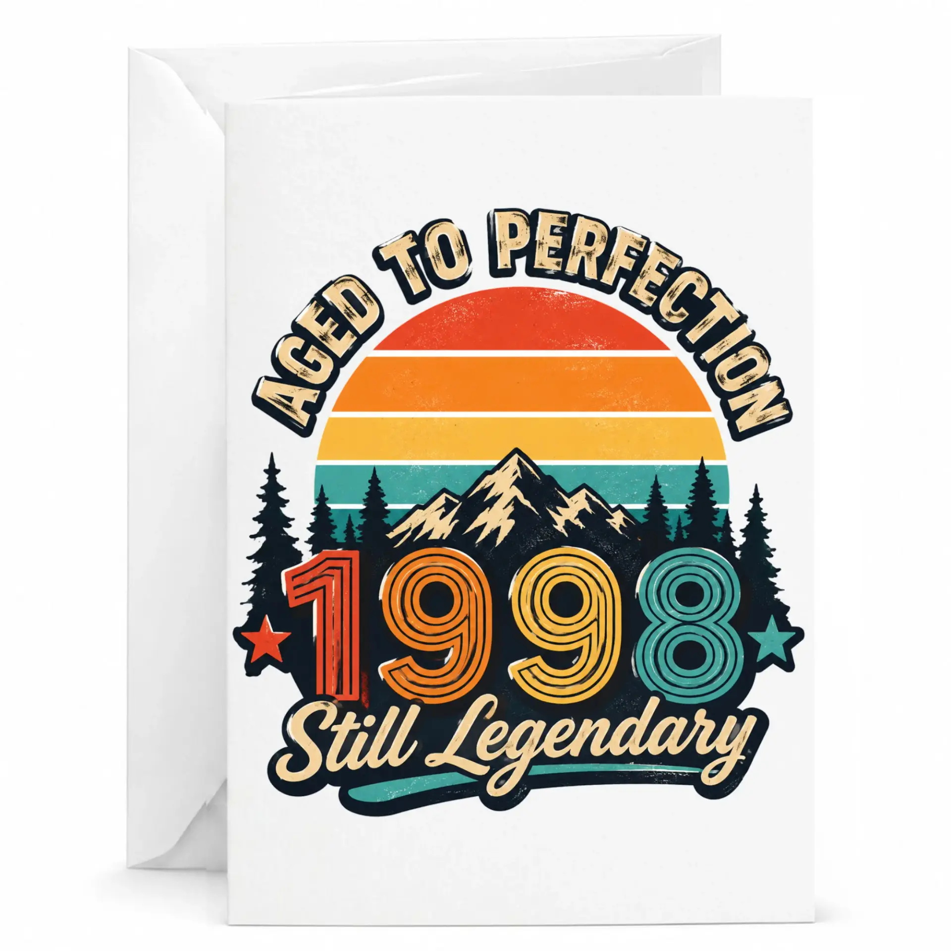 Birthday Card Aged to Perfection 1998 Still Legendary Vintage Mountain Nature Theme Greeting Card with Envelope