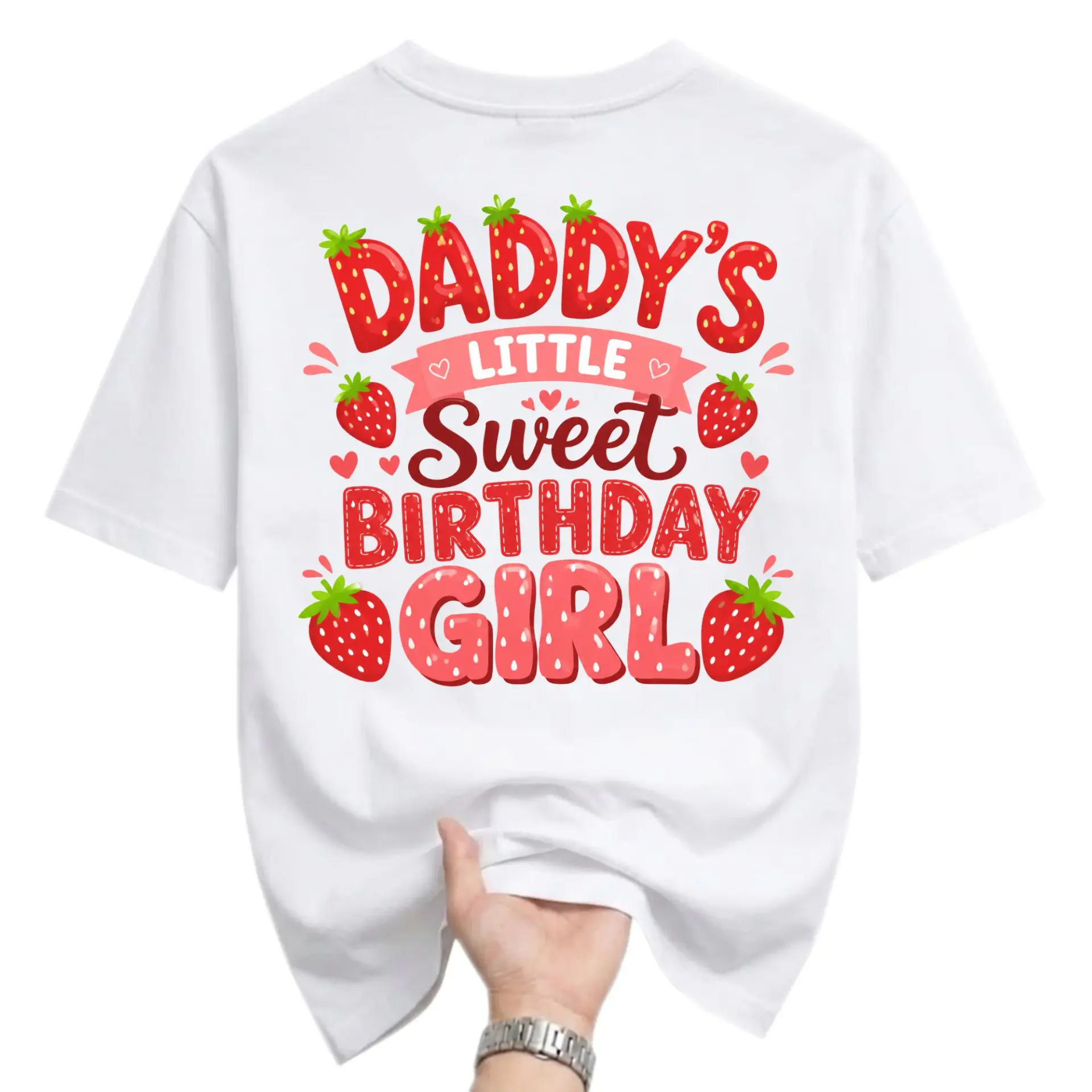 Graphic Tee Unisex Strawberry Birthday Celebration Shirt Cute Fruit Print Casual Cotton Blend Crew Neck Apparel