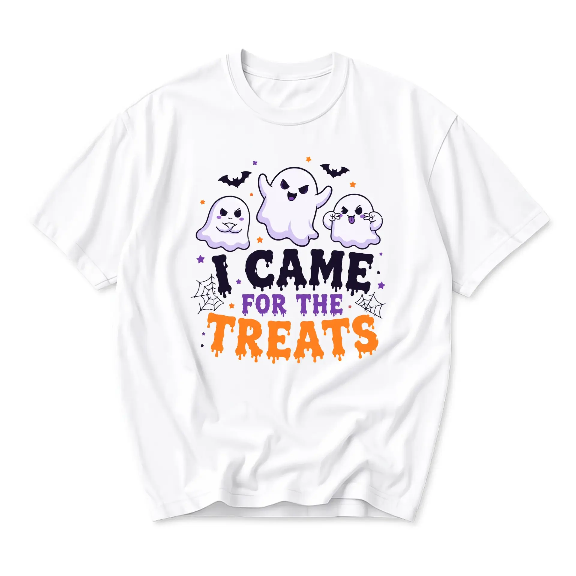 Graphic Tee I Came for the Treats Funny Halloween Ghost Unisex Crew Neck Casual Everyday Short Sleeve Cotton Shirt
