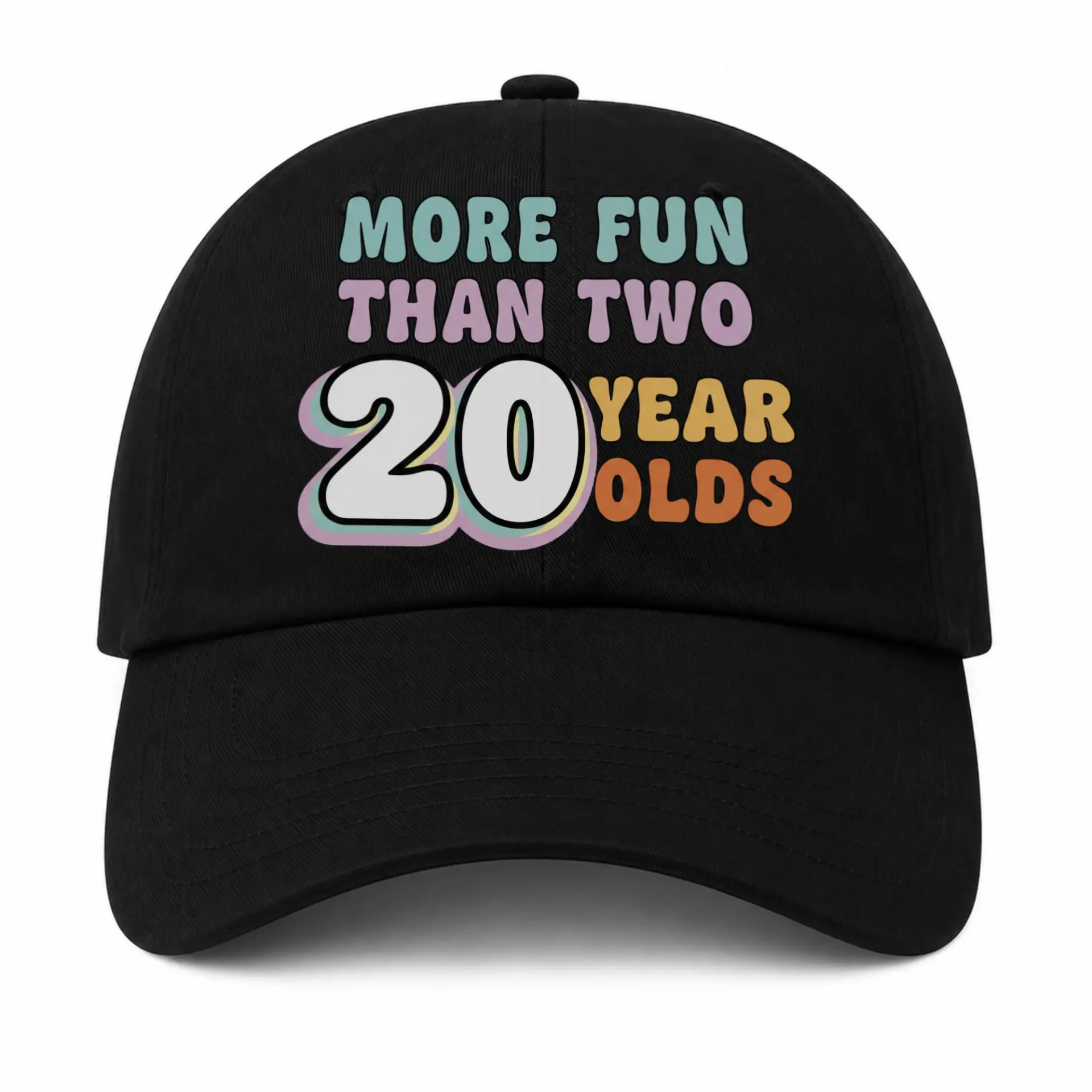 Baseball Cap More Fun Than Two 20 Year Olds Retro Typography Graphic